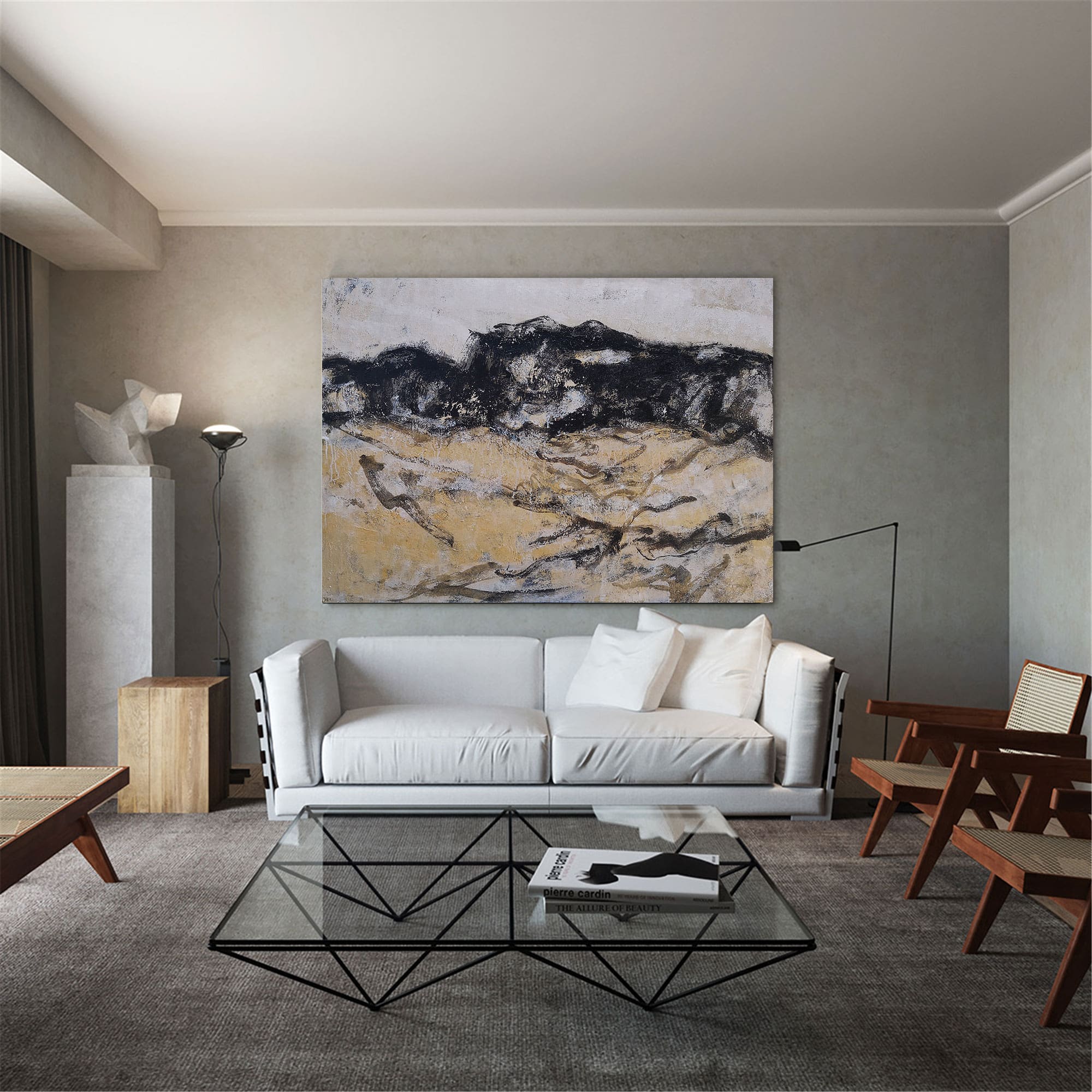 Black And Gold Abstract Painting #ABAH32