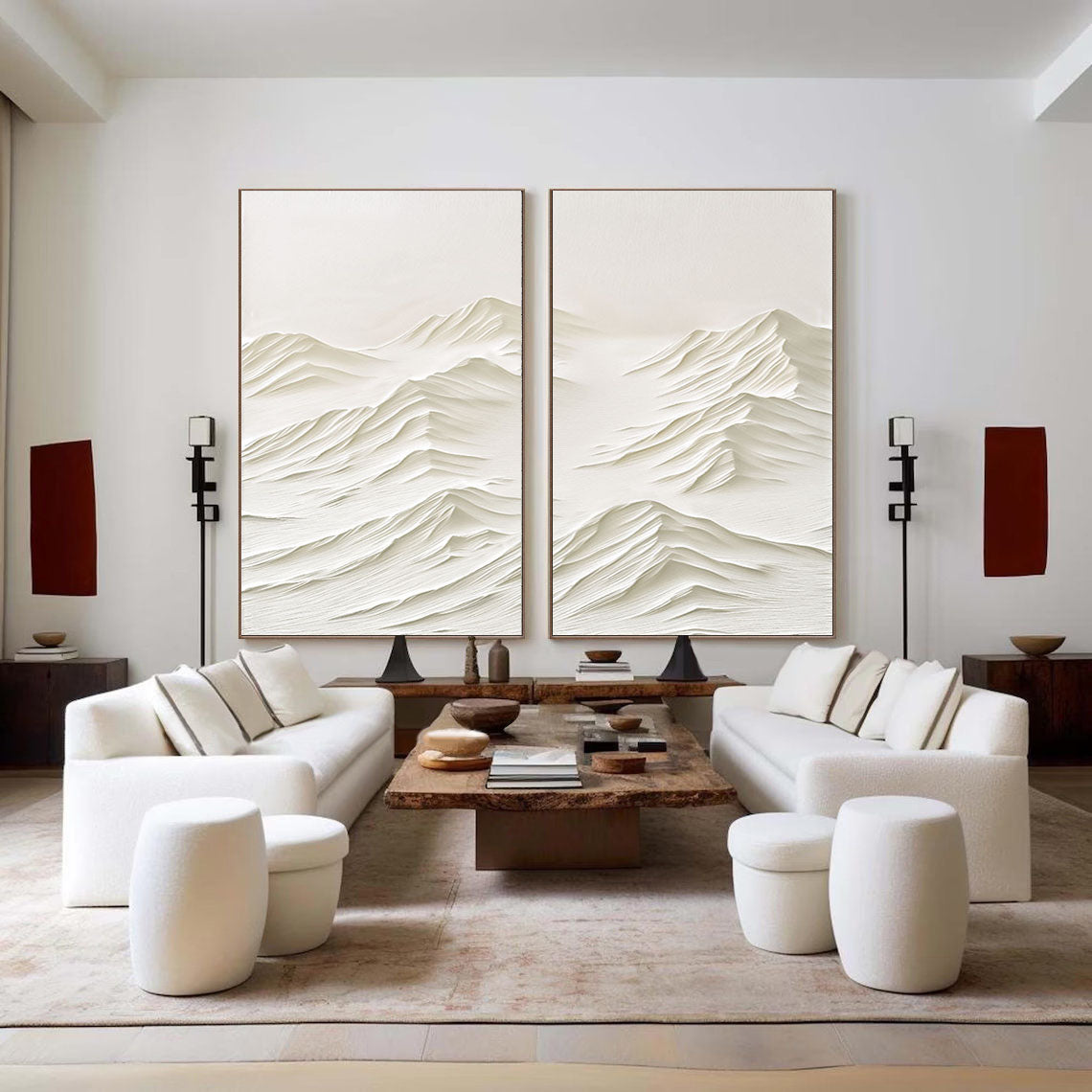 White Minimalist Painting Set Of 2 #WMS 028
