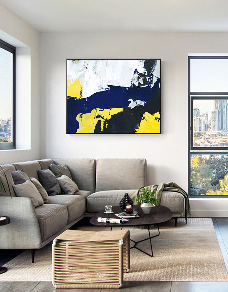 Blue Yellow Abstract Painting #ABAH29