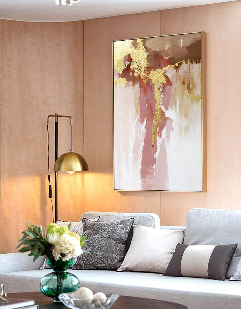 Gold Pink Abstract Painting #ABAV19