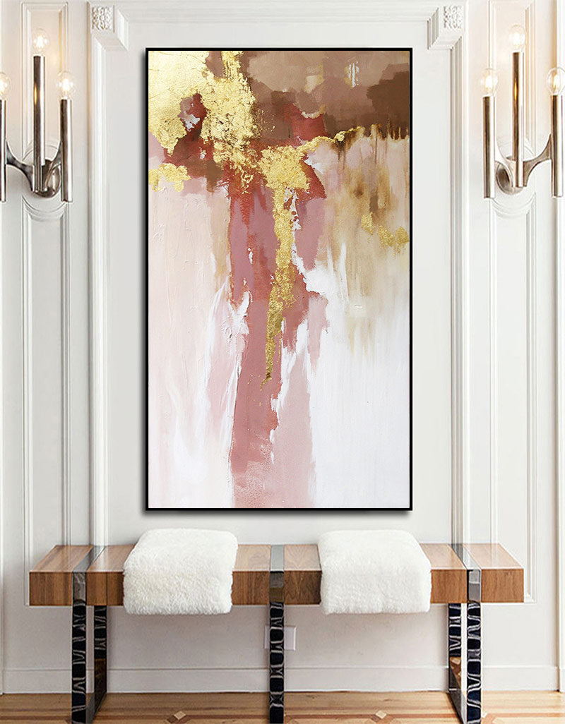 Gold Pink Abstract Painting #ABAV19