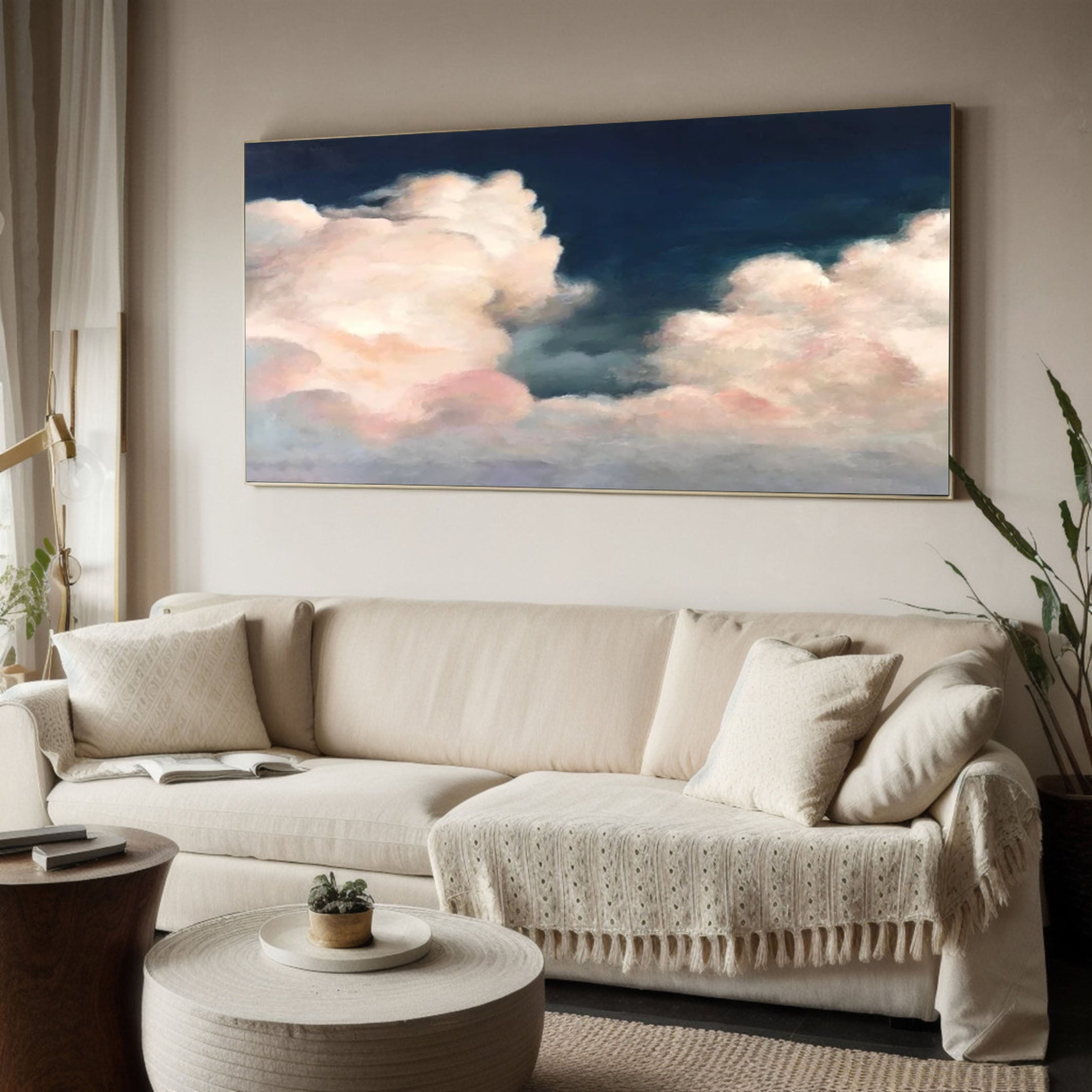 Ethereal Cloudscape Painting Elegant Wall Art for Living Spaces #SP 010
