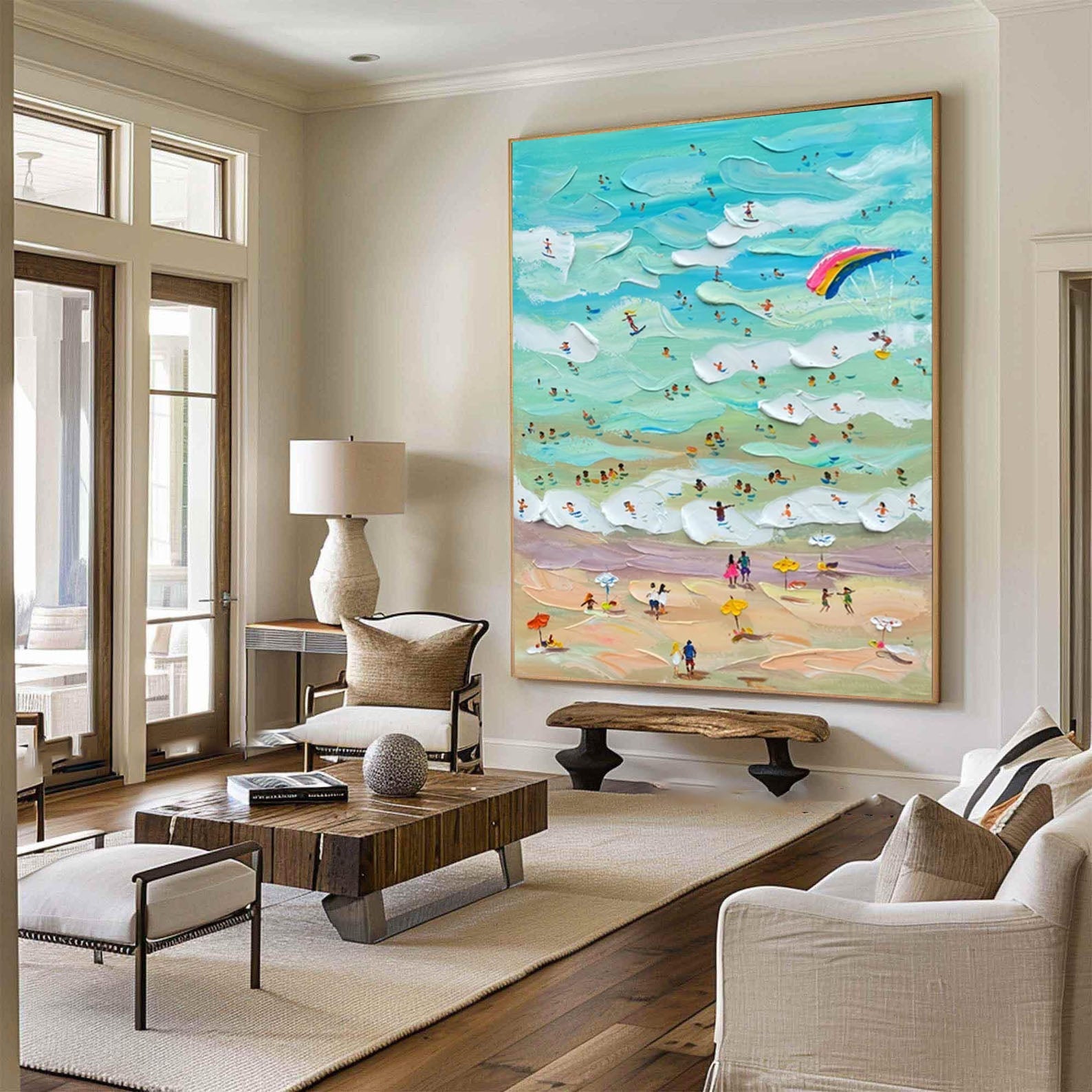 Vibrant Beach Scene Canvas Colorful Coastal Wall Art #CAP 030