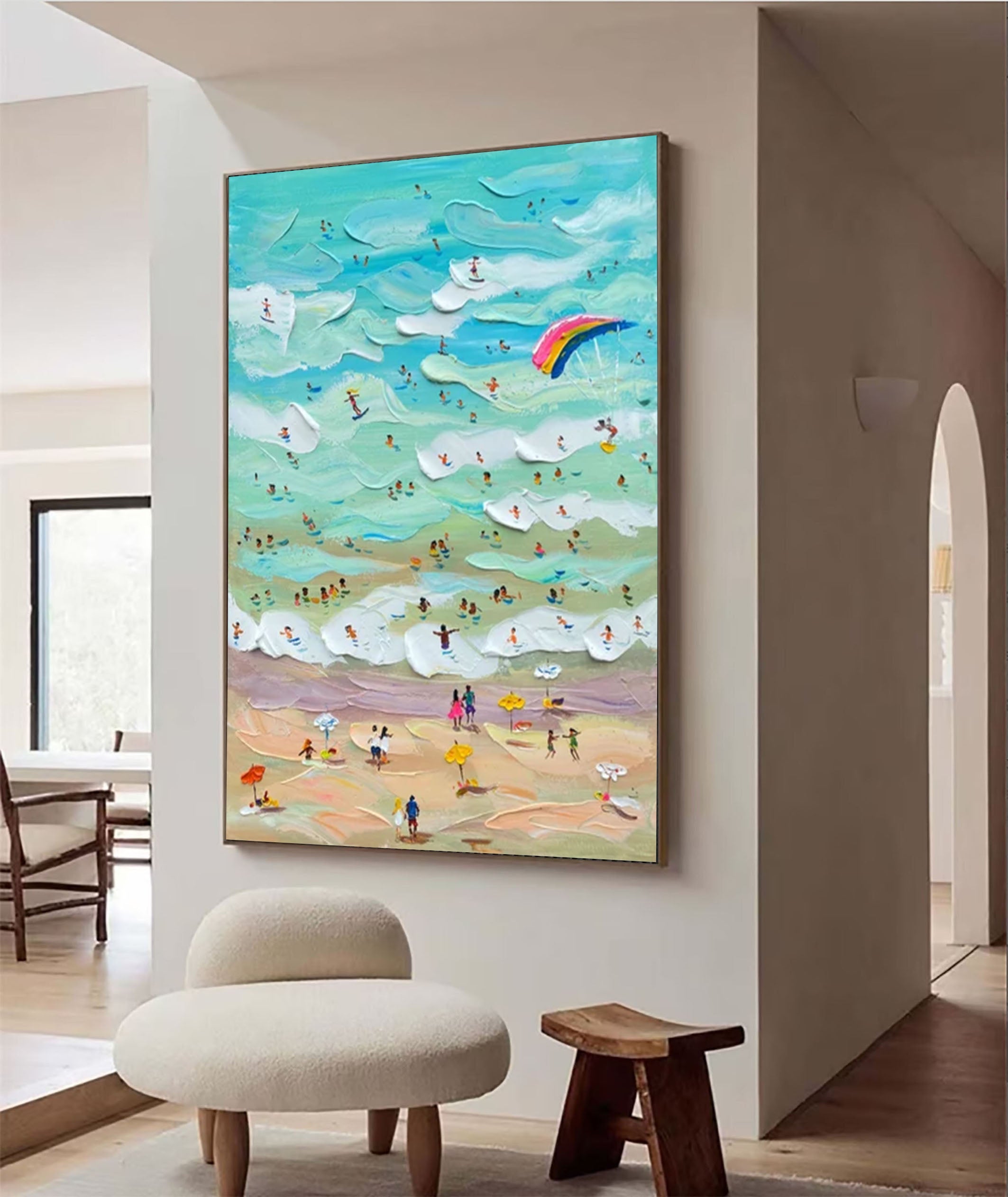 Vibrant Beach Scene Canvas Colorful Coastal Wall Art #CAP 030