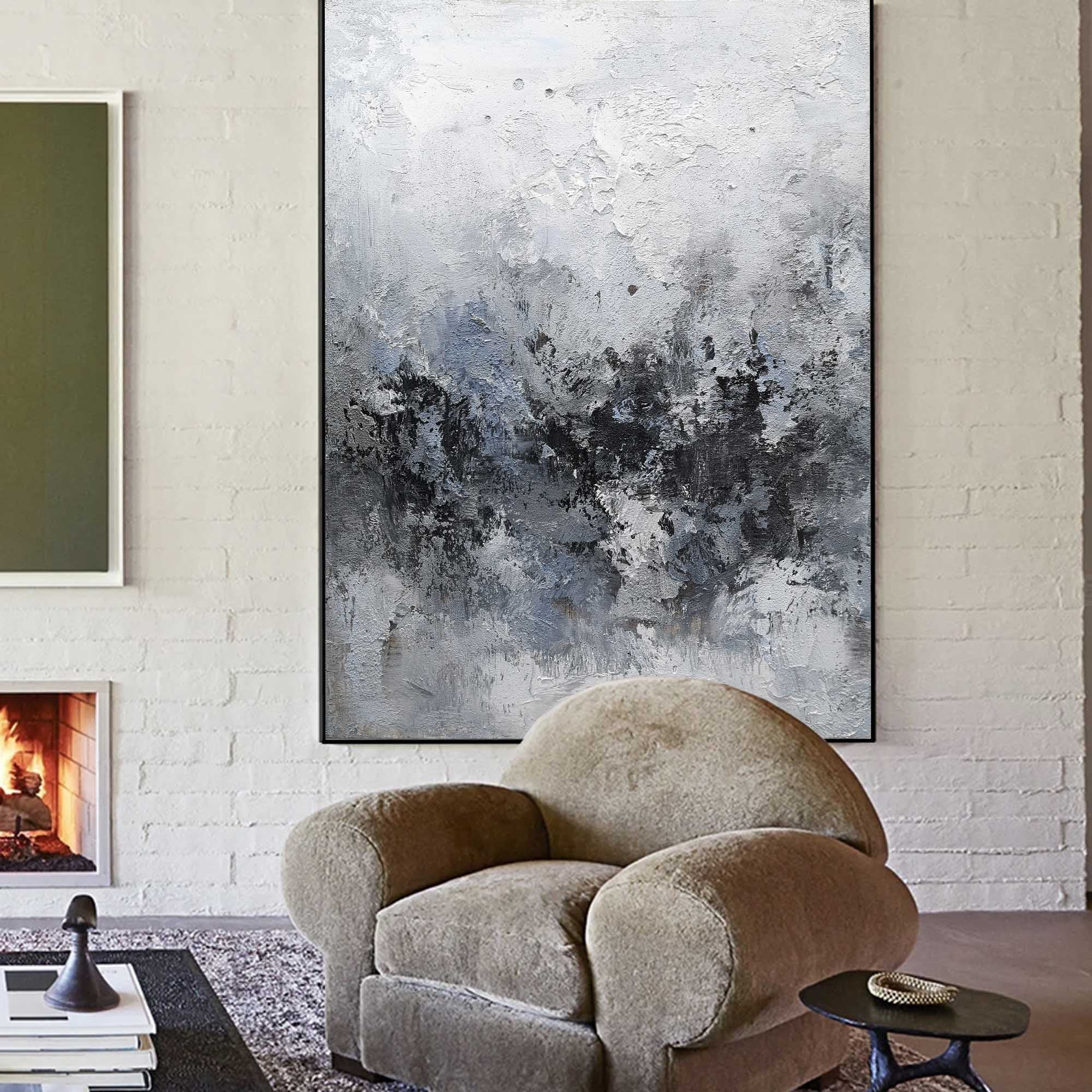 Grey White Abstract Painting #IS03