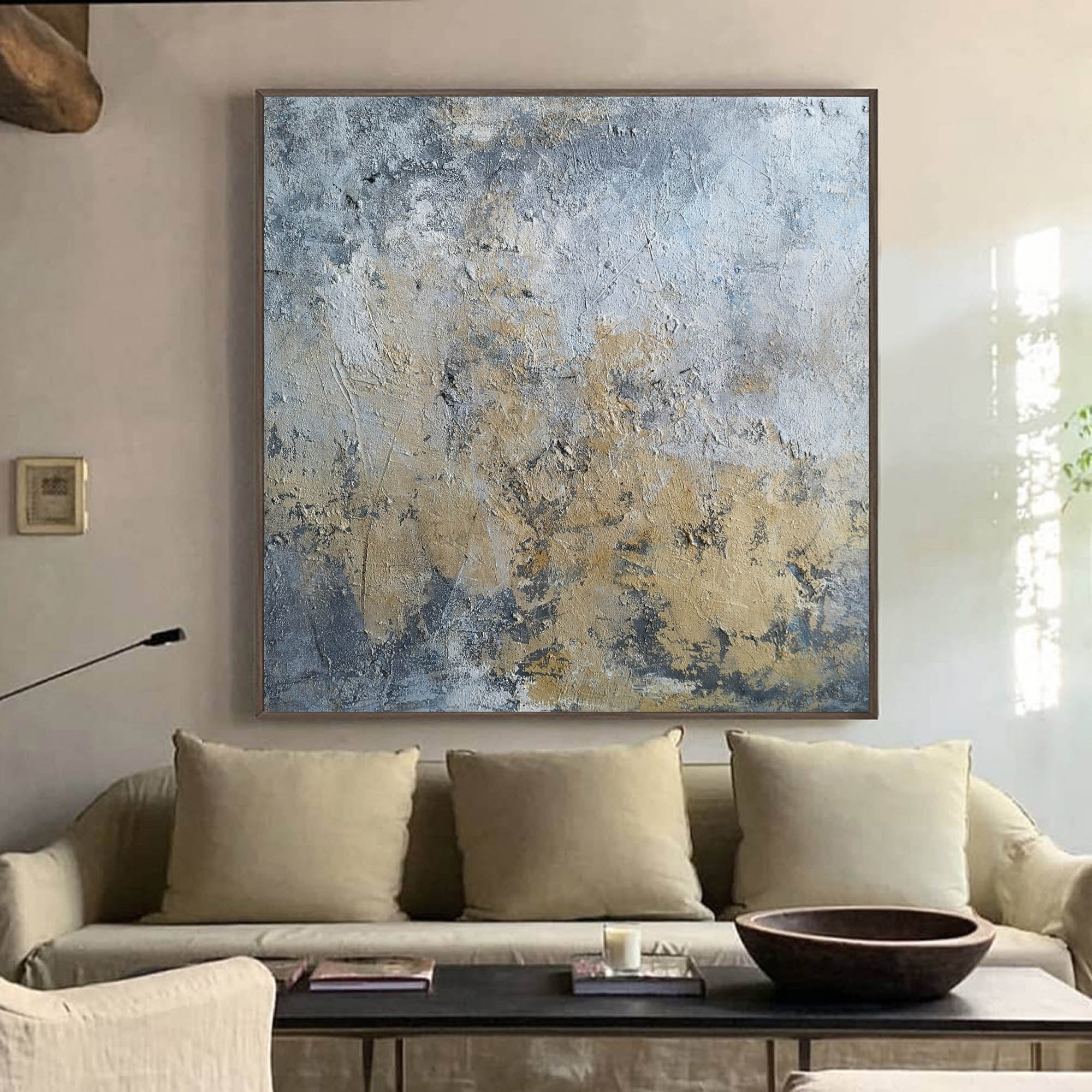 Yellow Grey Abstract Painting #IS11