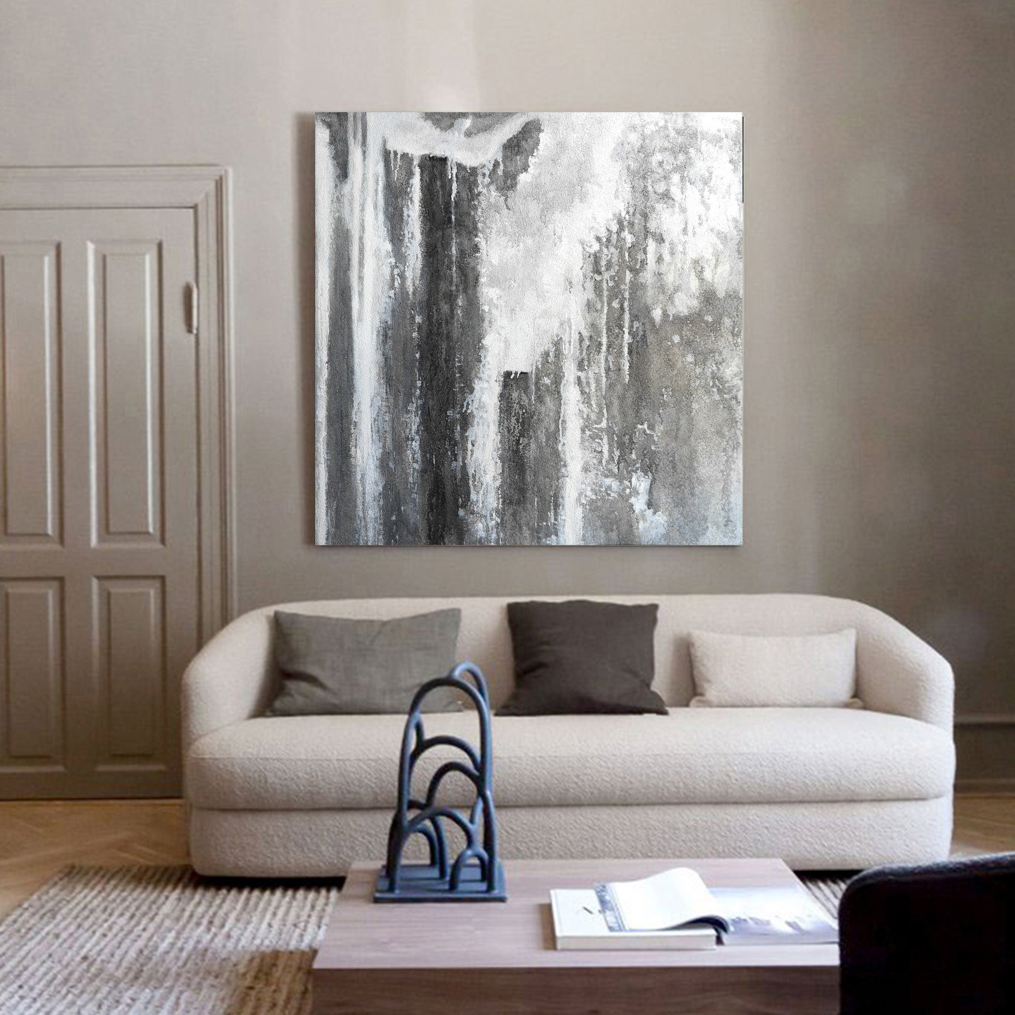 Grey And White Abstract Art #IS14