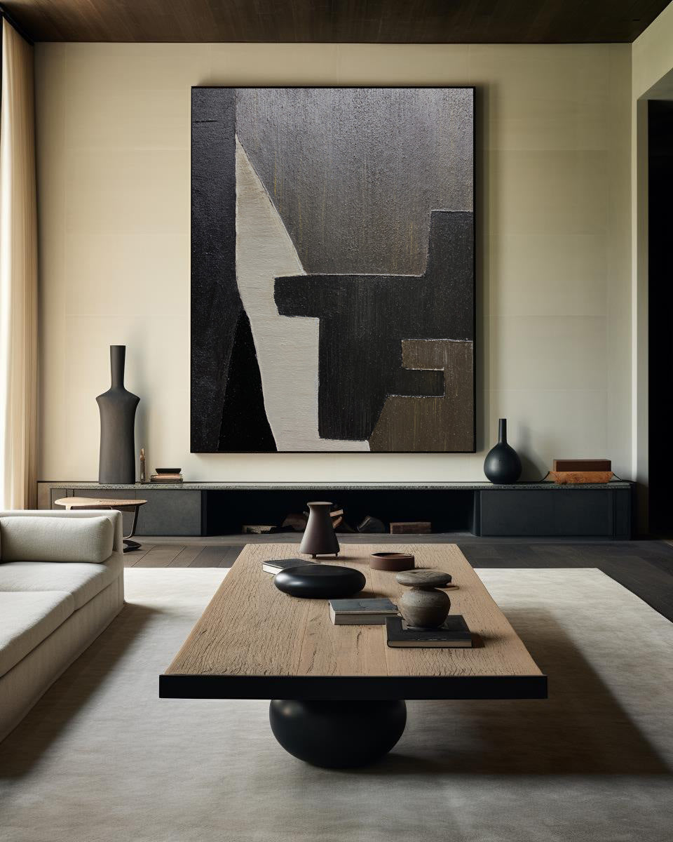 Peinture abstraite noir et marron #ABAV190