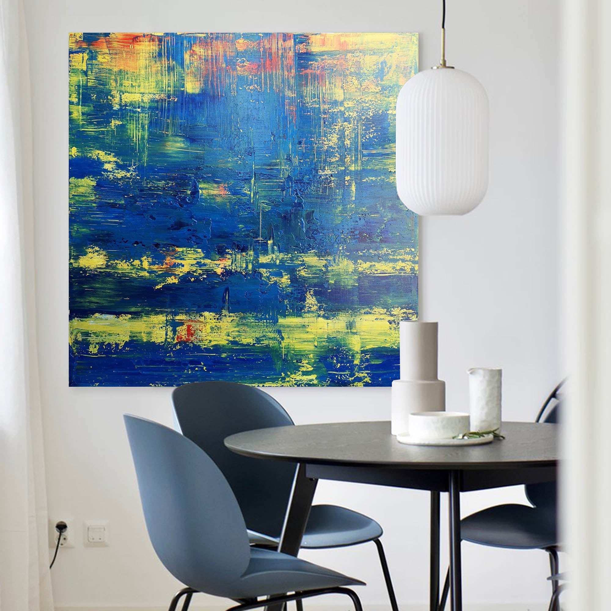 Blue Yellow Abstract Art #IS08