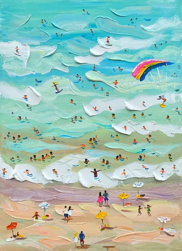 Vibrant Beach Scene Canvas Colorful Coastal Wall Art #CAP 030