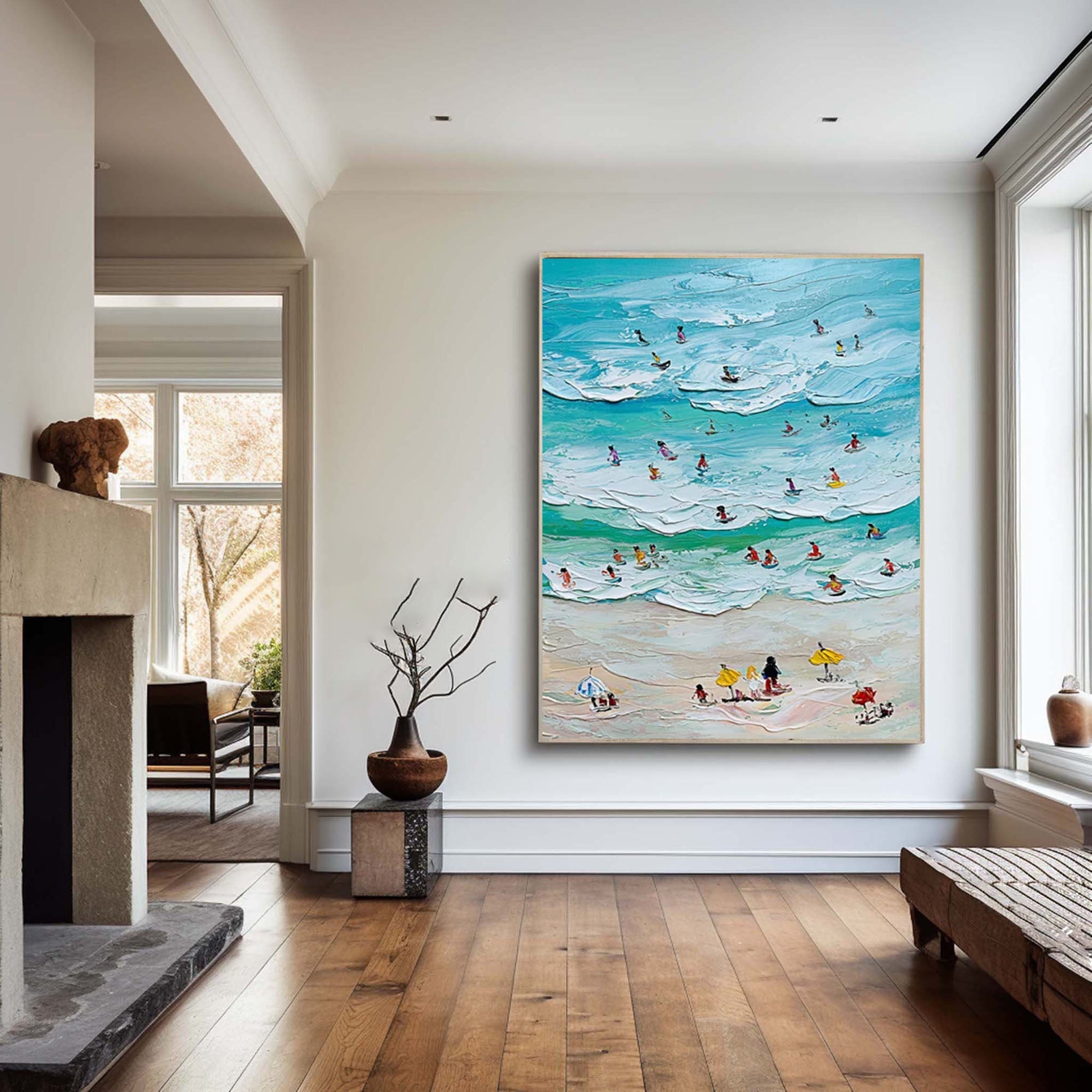 Vibrant Beach Scene Canvas Colorful Coastal Wall Art #CAP 029