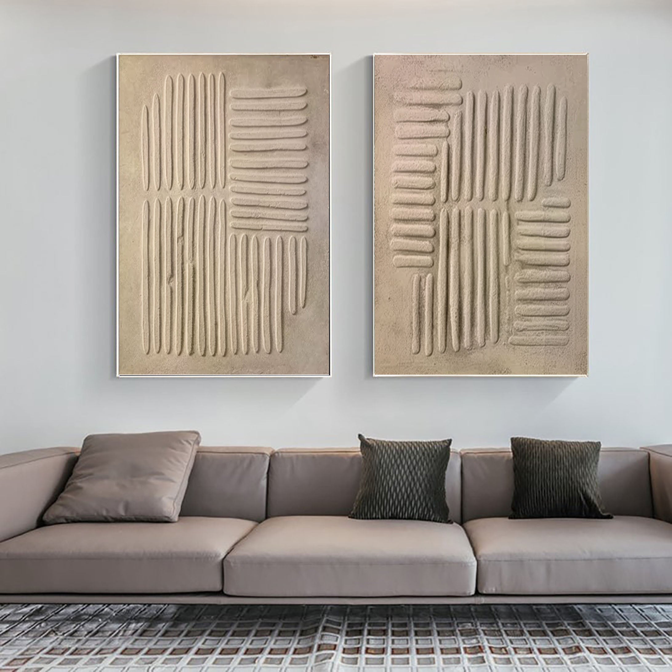 Beige & Brown Minimalist Painting Set Of 2 #BBS 022