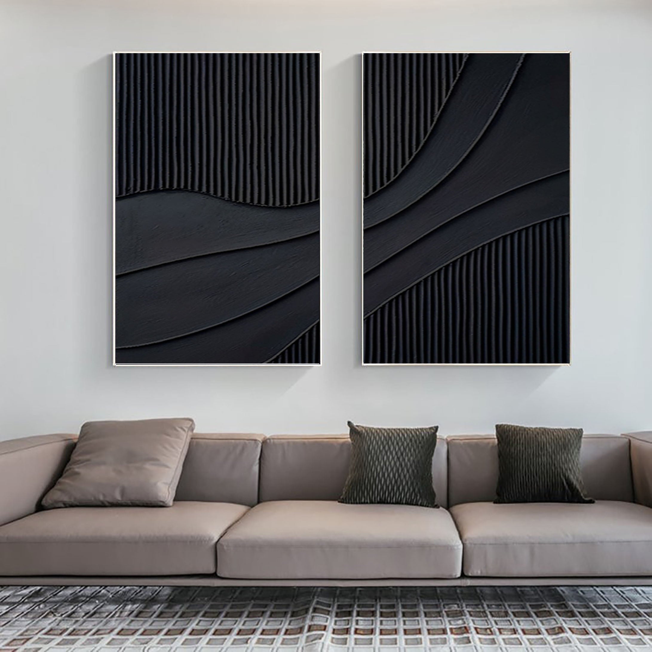 Black Minimalist Painting Set Of 2 #BMS 007