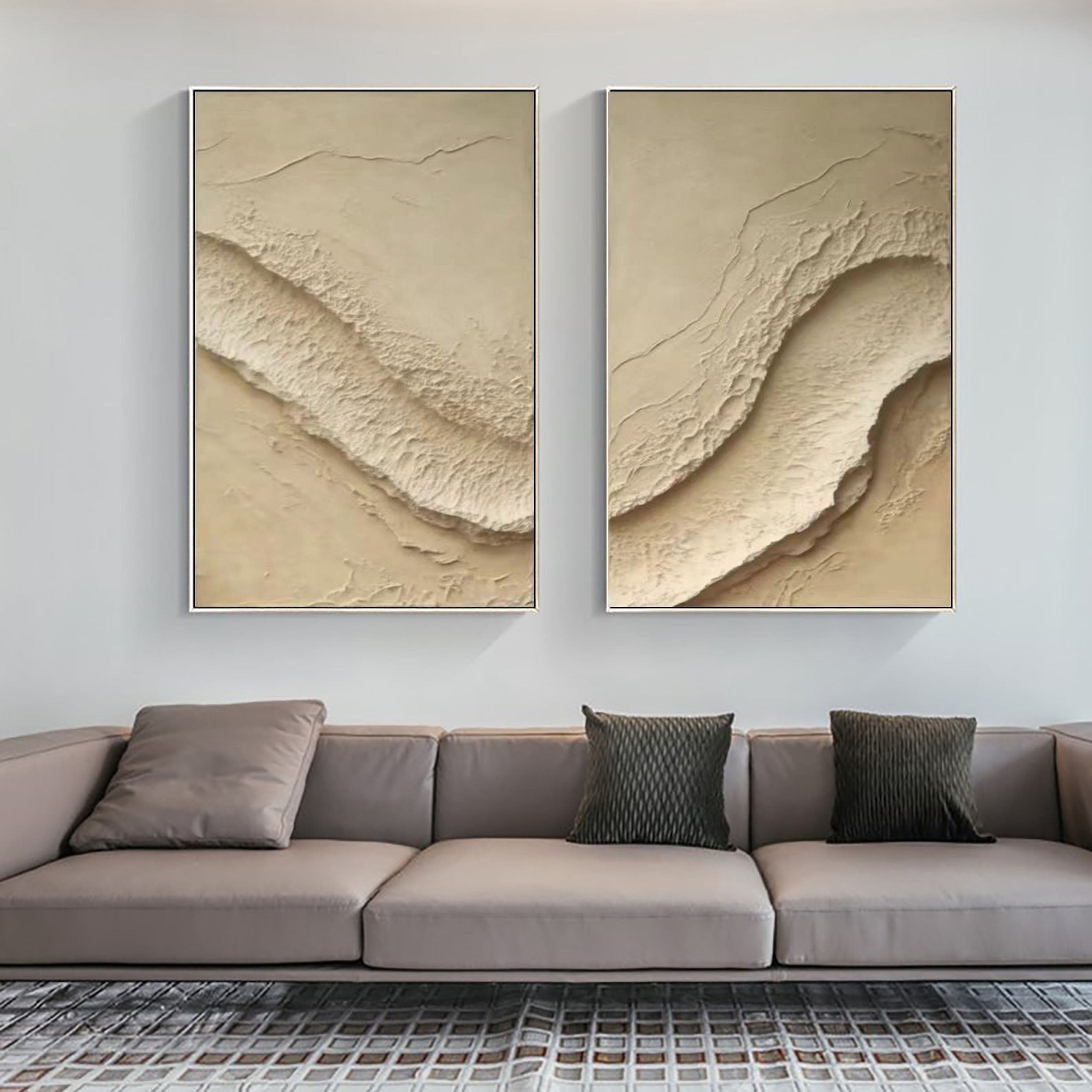Abstract Beige Texture Wall Art Set #BBS 019