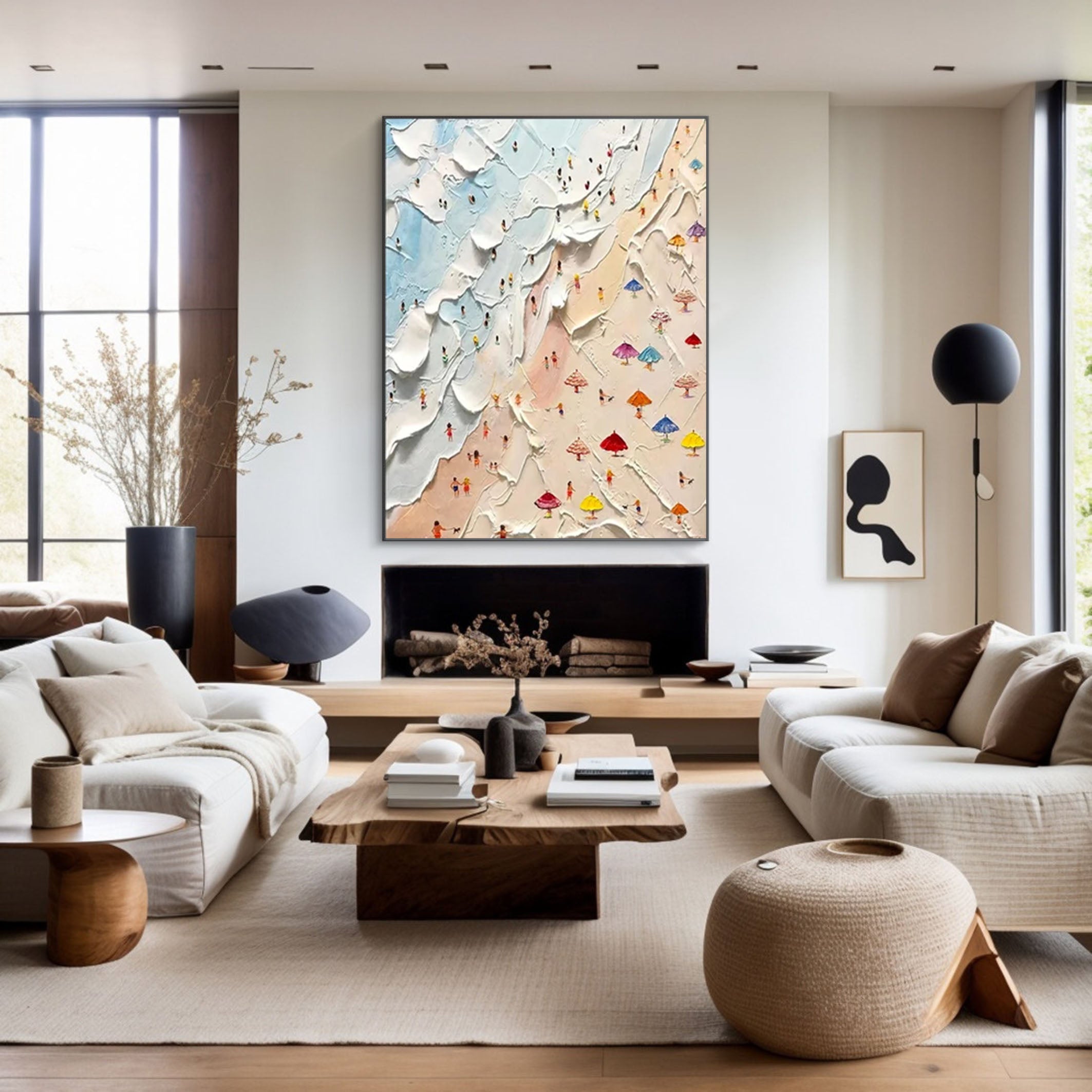 Sandy Shores Canvas Art Dynamic Beach Colorful Painting #CAP 027