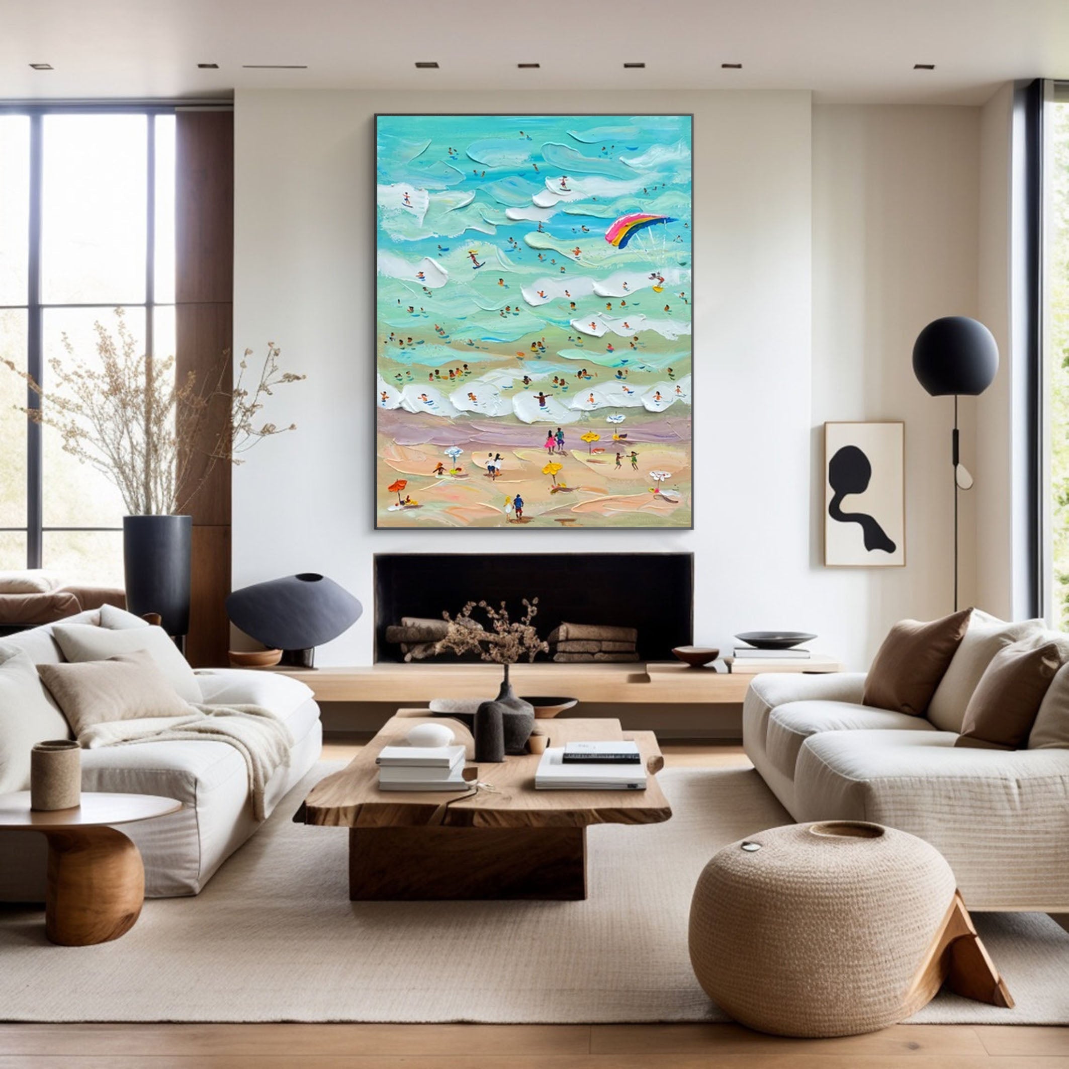 Vibrant Beach Scene Canvas Colorful Coastal Wall Art #CAP 030