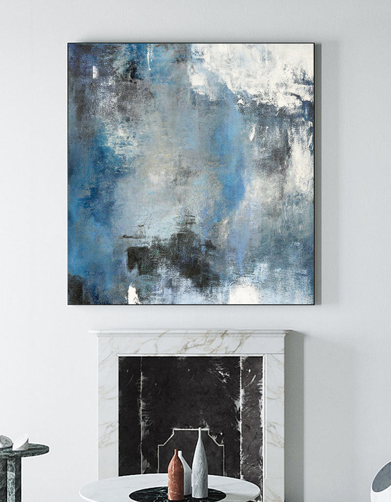 Blue White Abstract Painting #ABAS16
