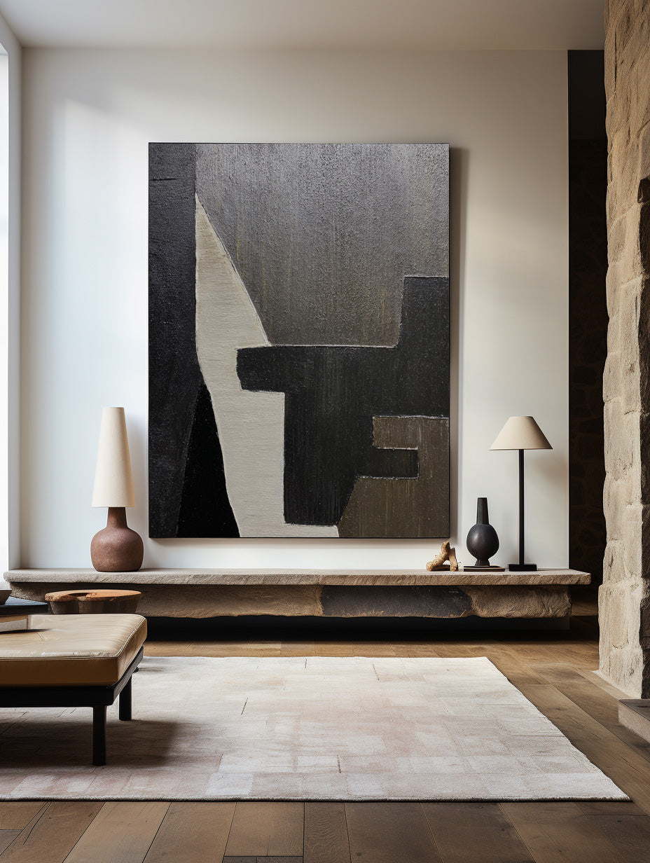 Peinture abstraite noir et marron #ABAV190
