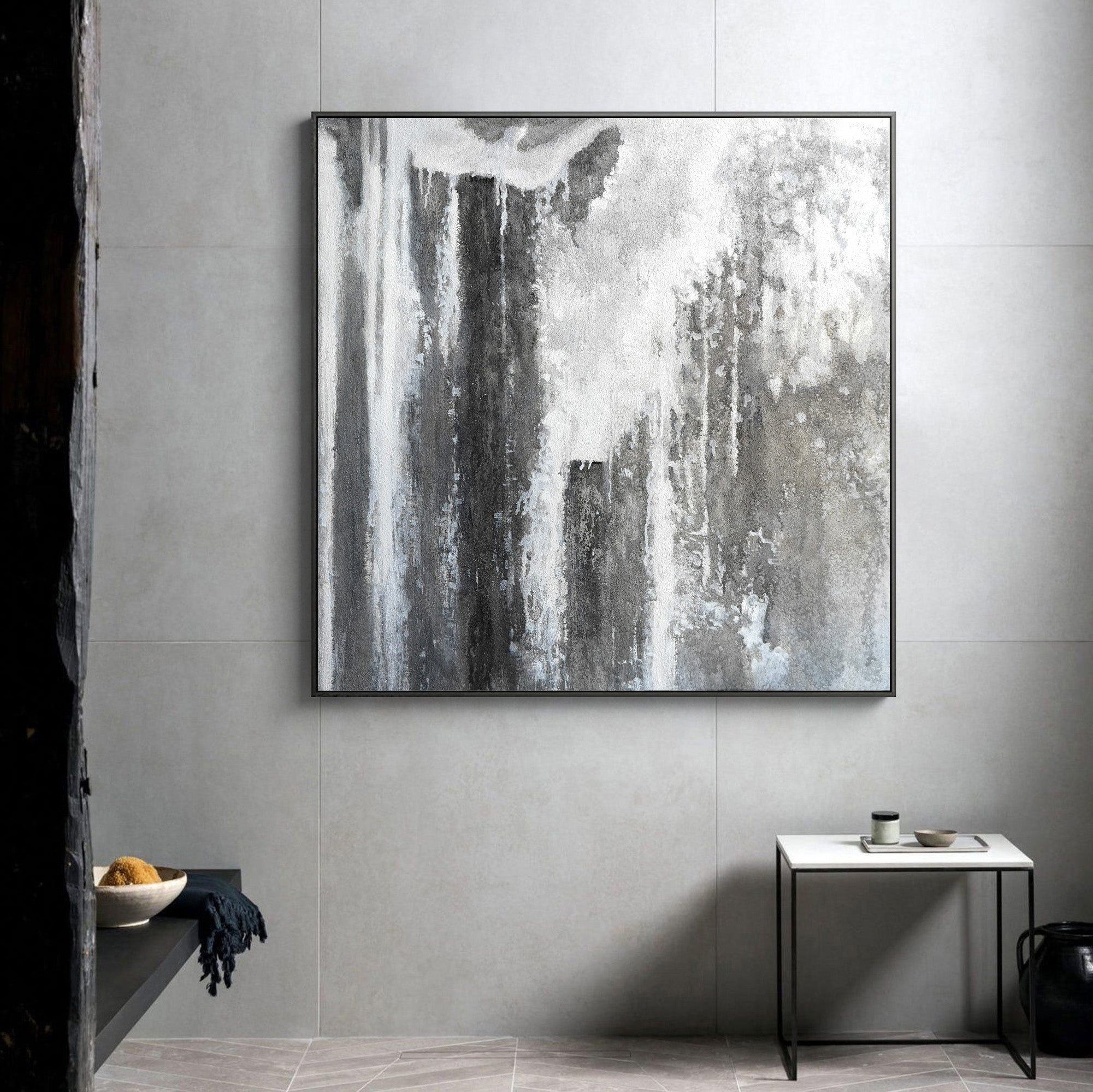 Grey And White Abstract Art #IS14