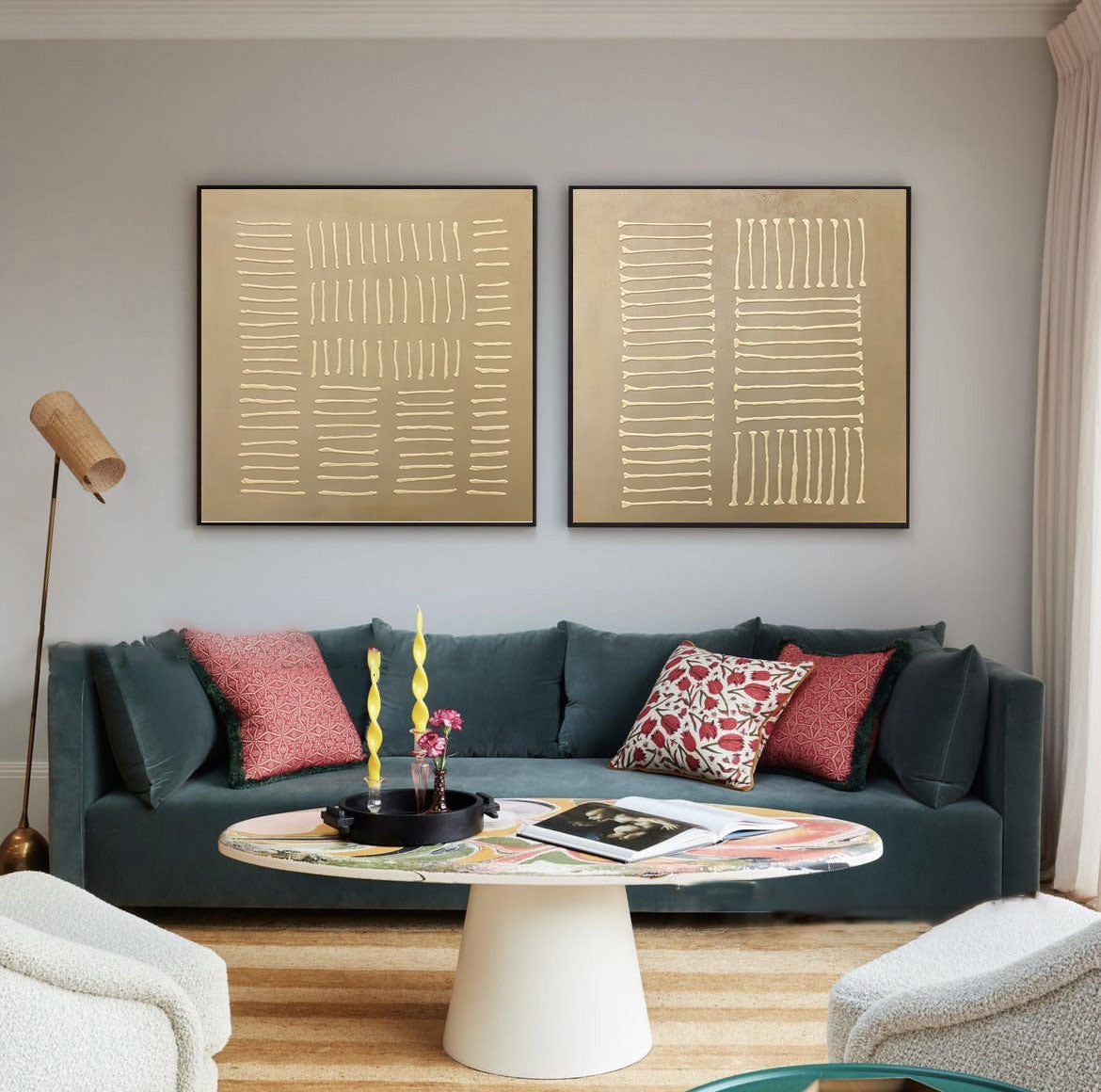 Beige & Brown Minimalist Painting Set Of 2 #BBS 023