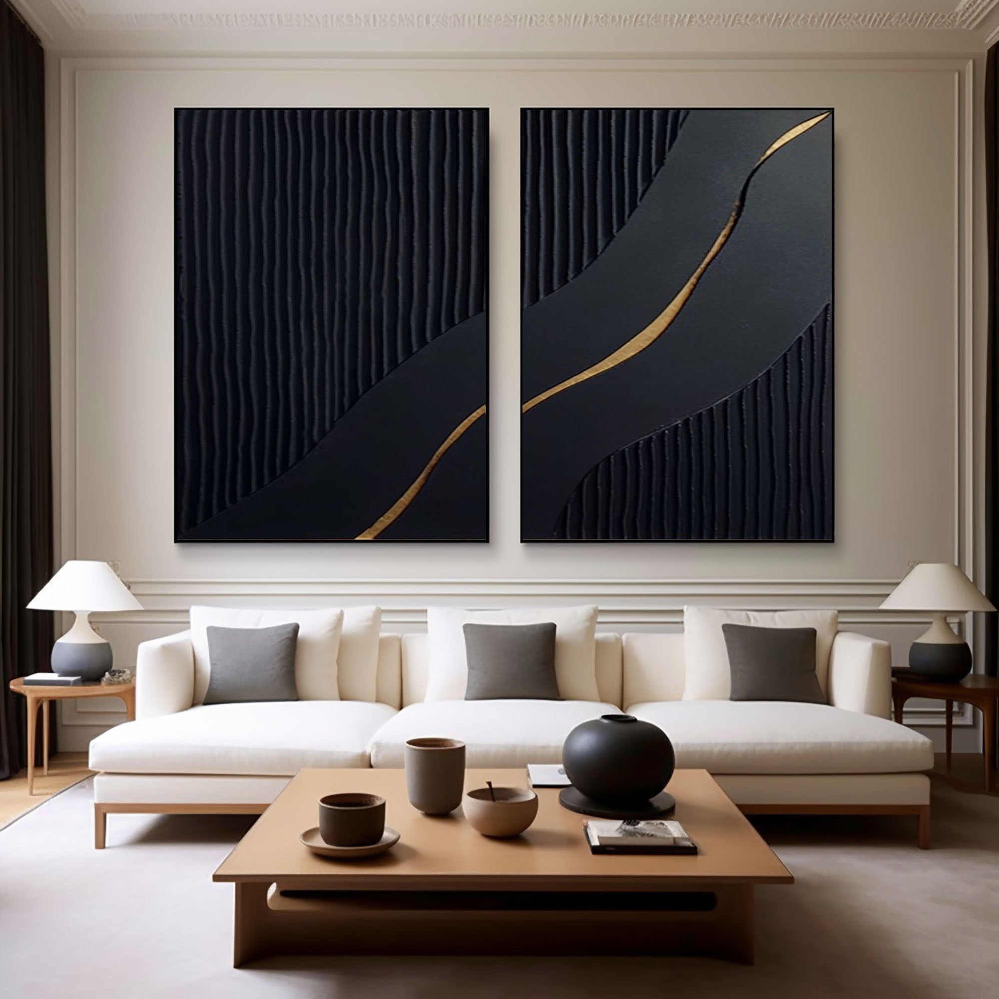 Black Minimalist Painting Set Of 2 #BMS 006