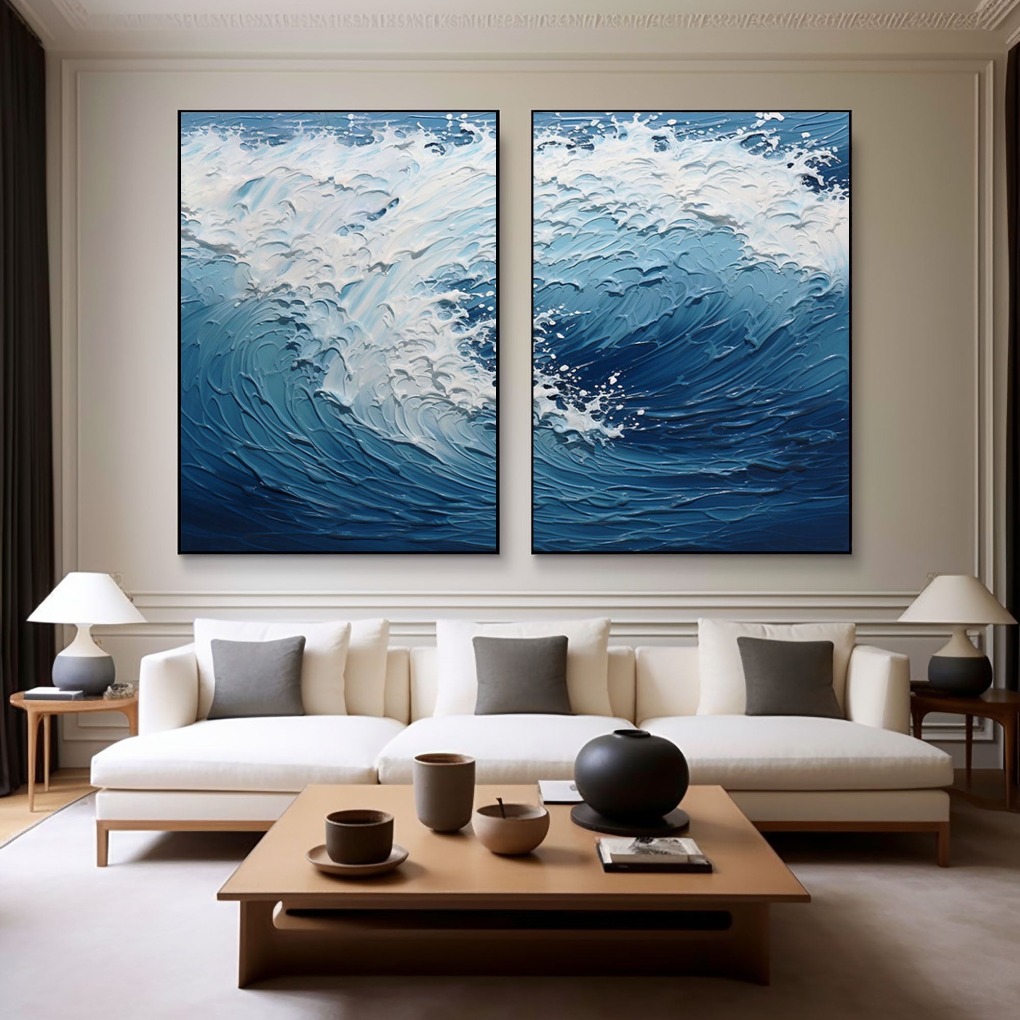 Blue & Green Minimalist Painting Set Of 2 #BGS 011