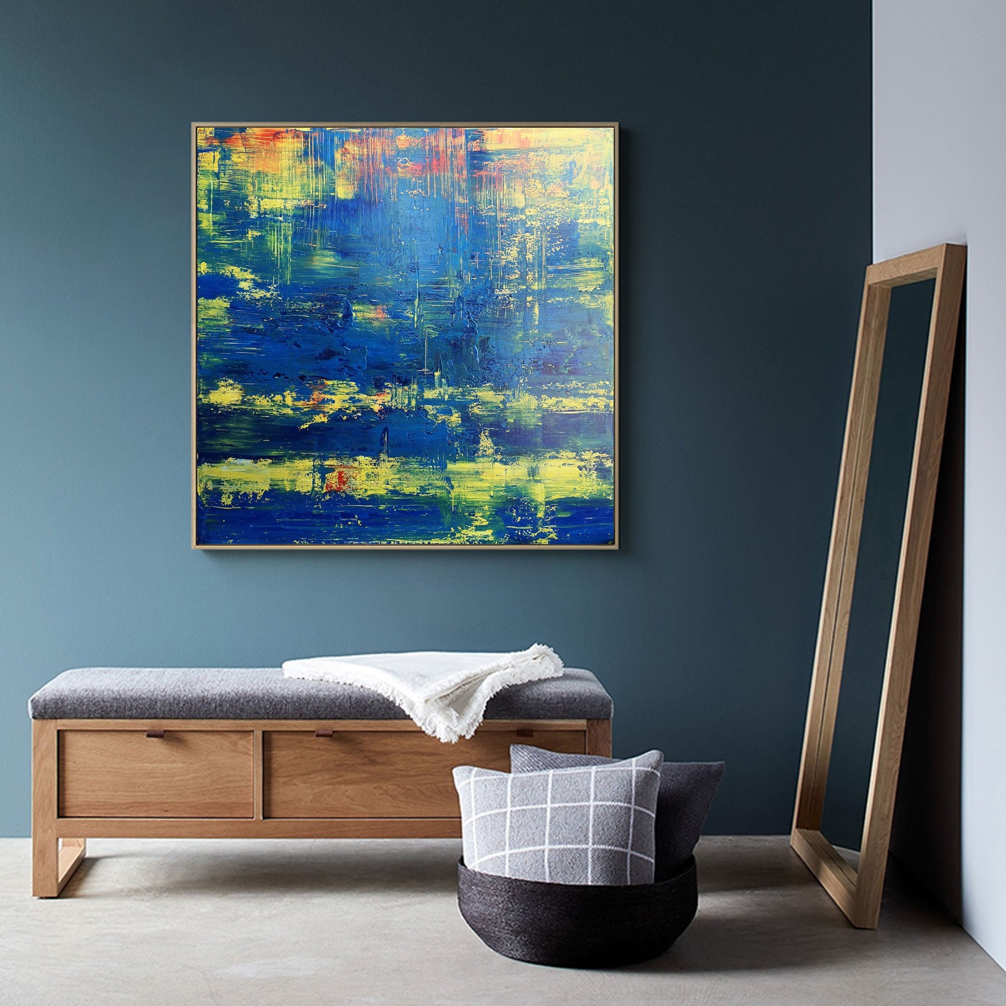 Blue Yellow Abstract Art #IS08