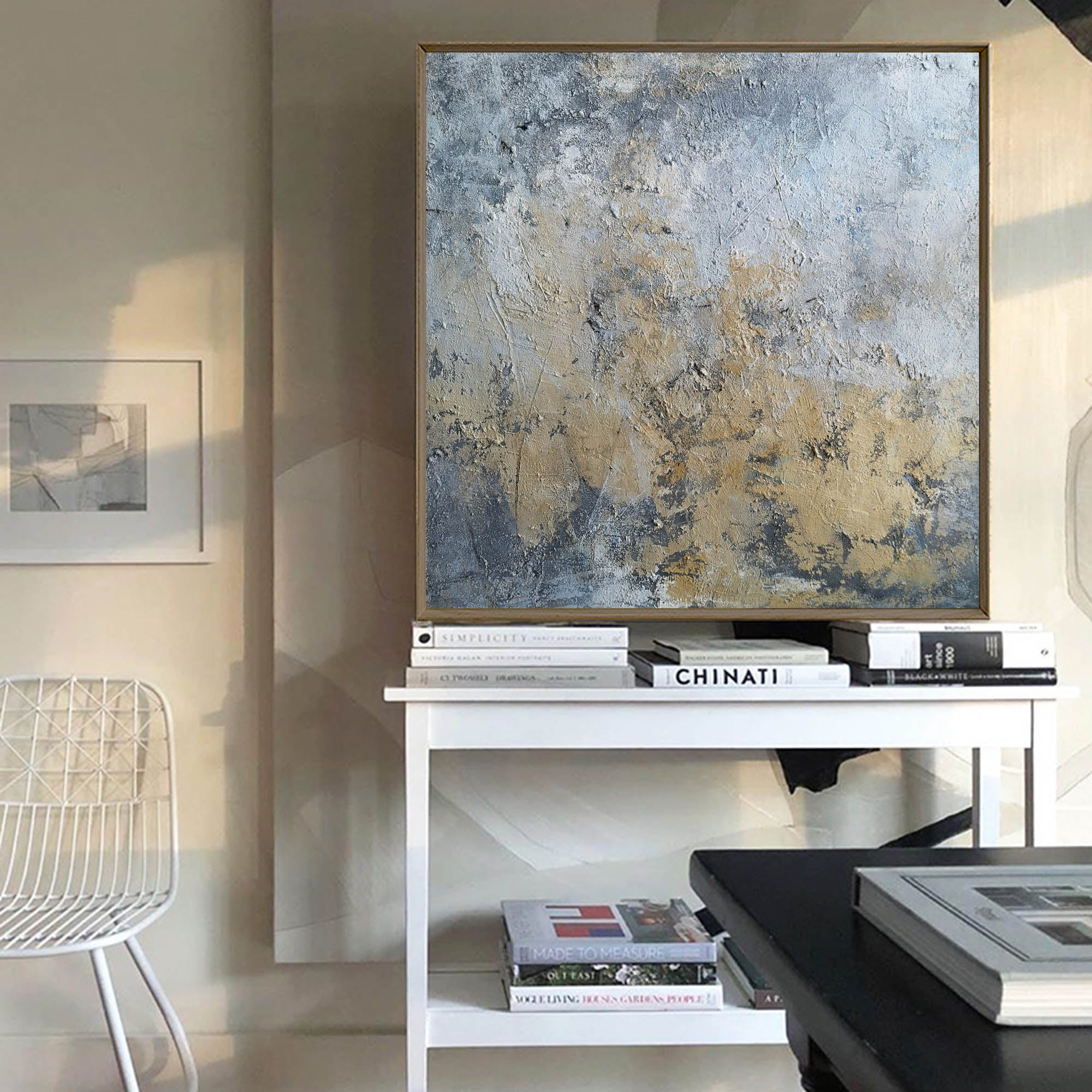 Yellow Grey Abstract Painting #IS11