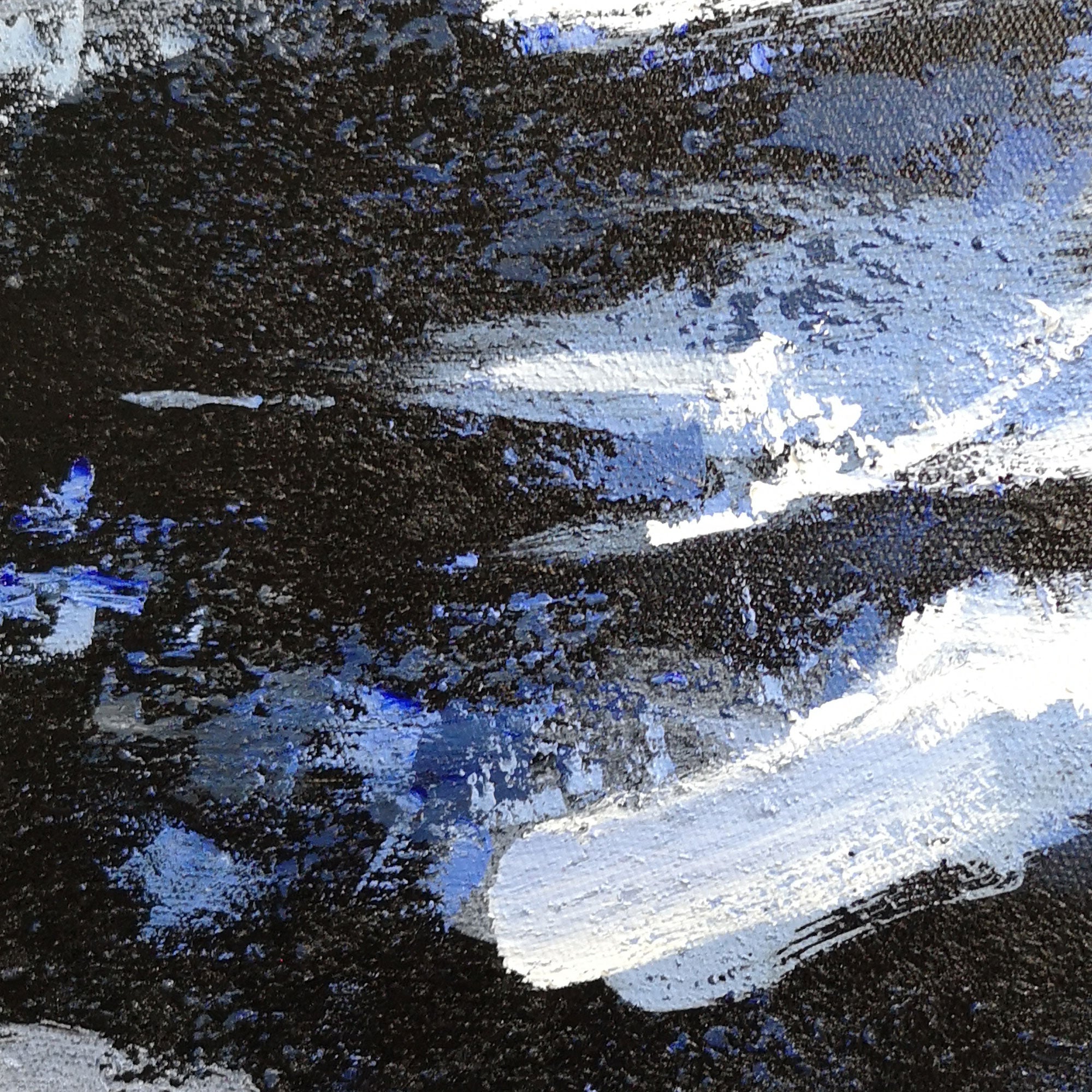 Deep Blue Blakc Abstract Painting #IS26