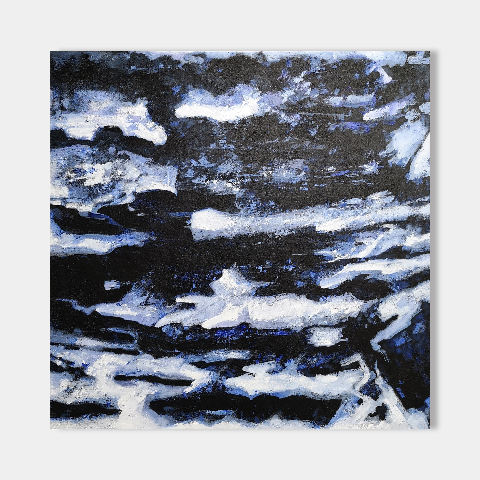 Deep Blue Blakc Abstract Painting #IS26