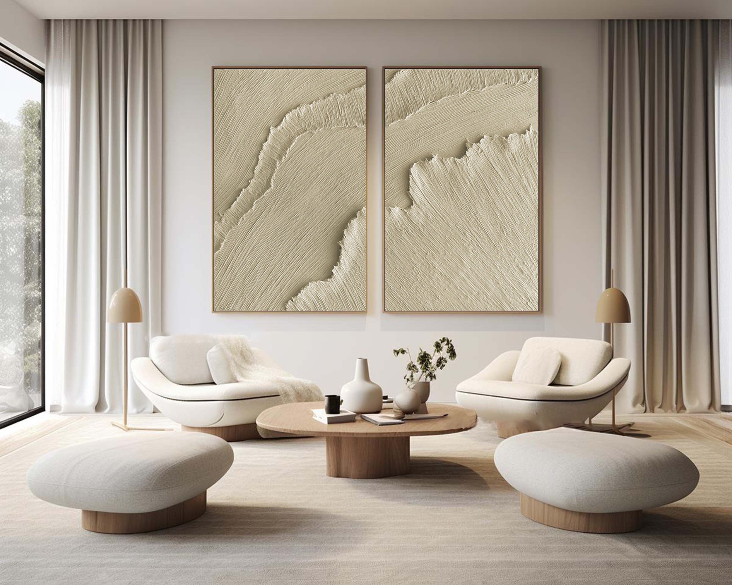 White Minimalist Painting Set Of 2 #WMS 009