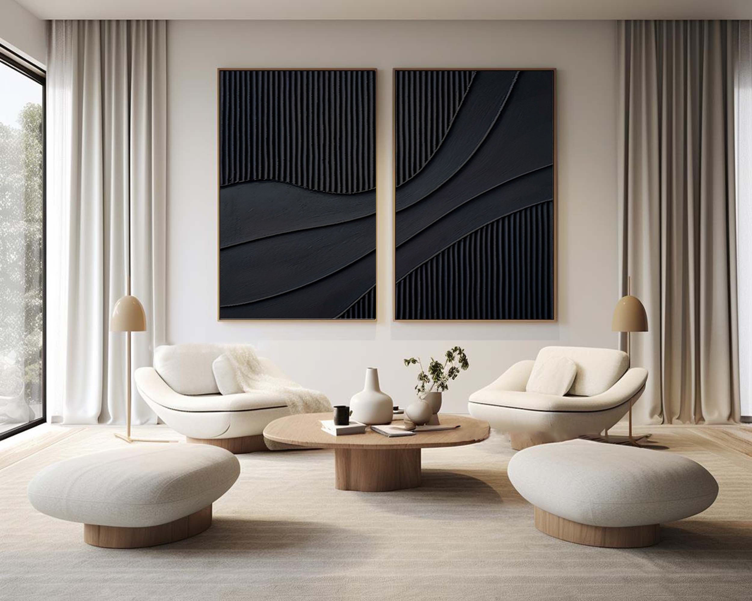 Black Minimalist Painting Set Of 2 #BMS 007