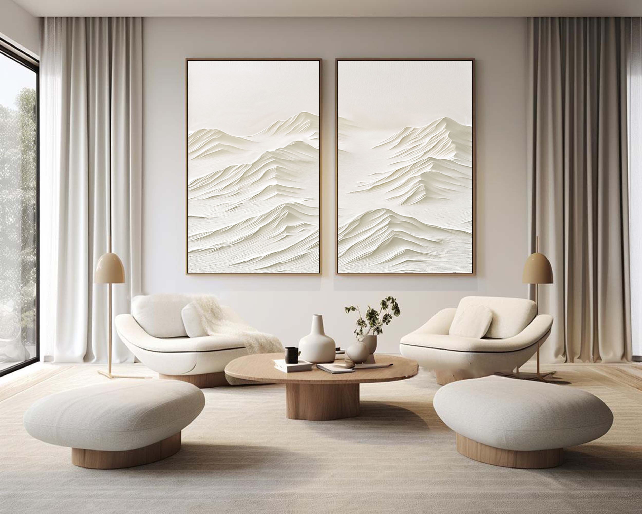 White Minimalist Painting Set Of 2 #WMS 028