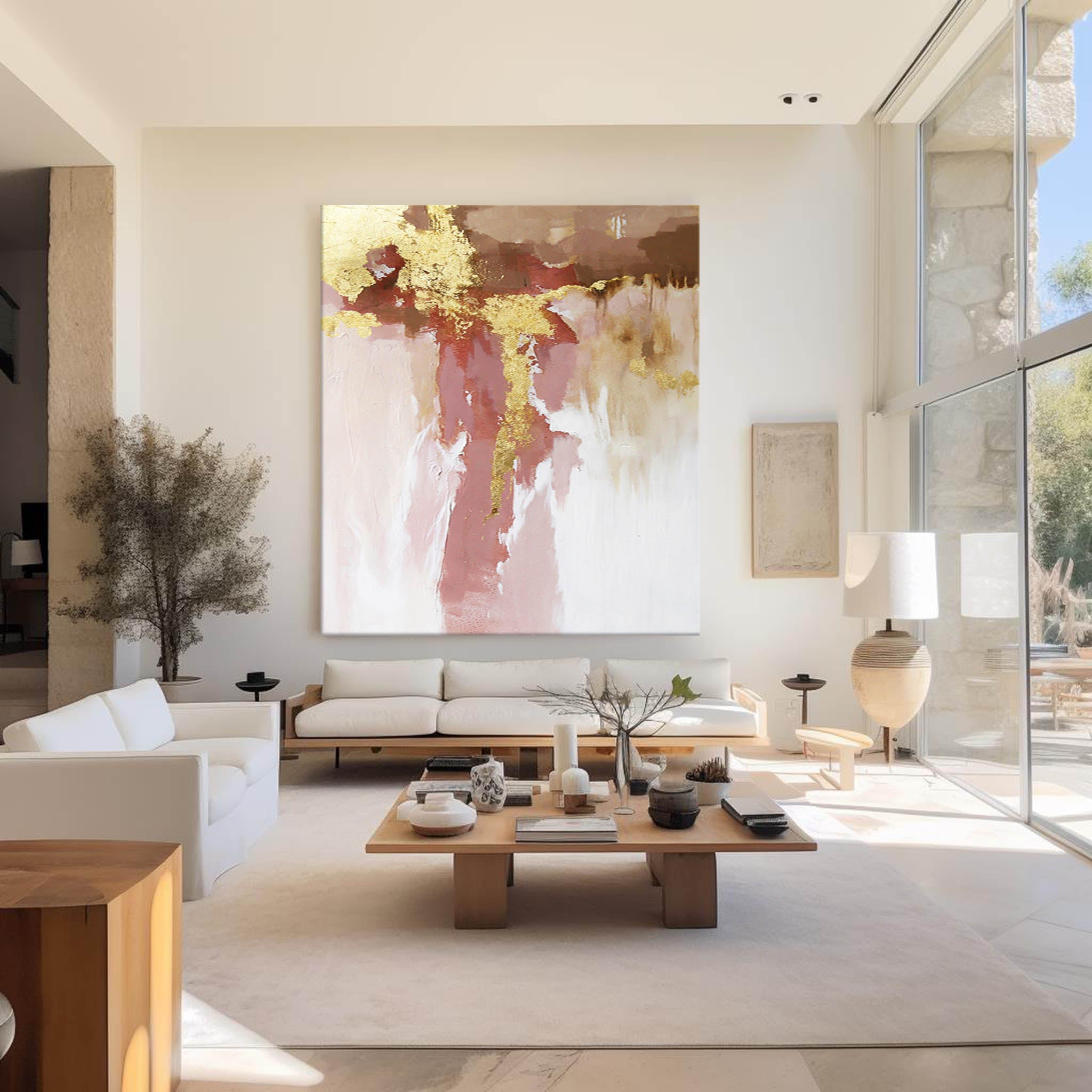 Gold Pink Abstract Painting #ABAV19