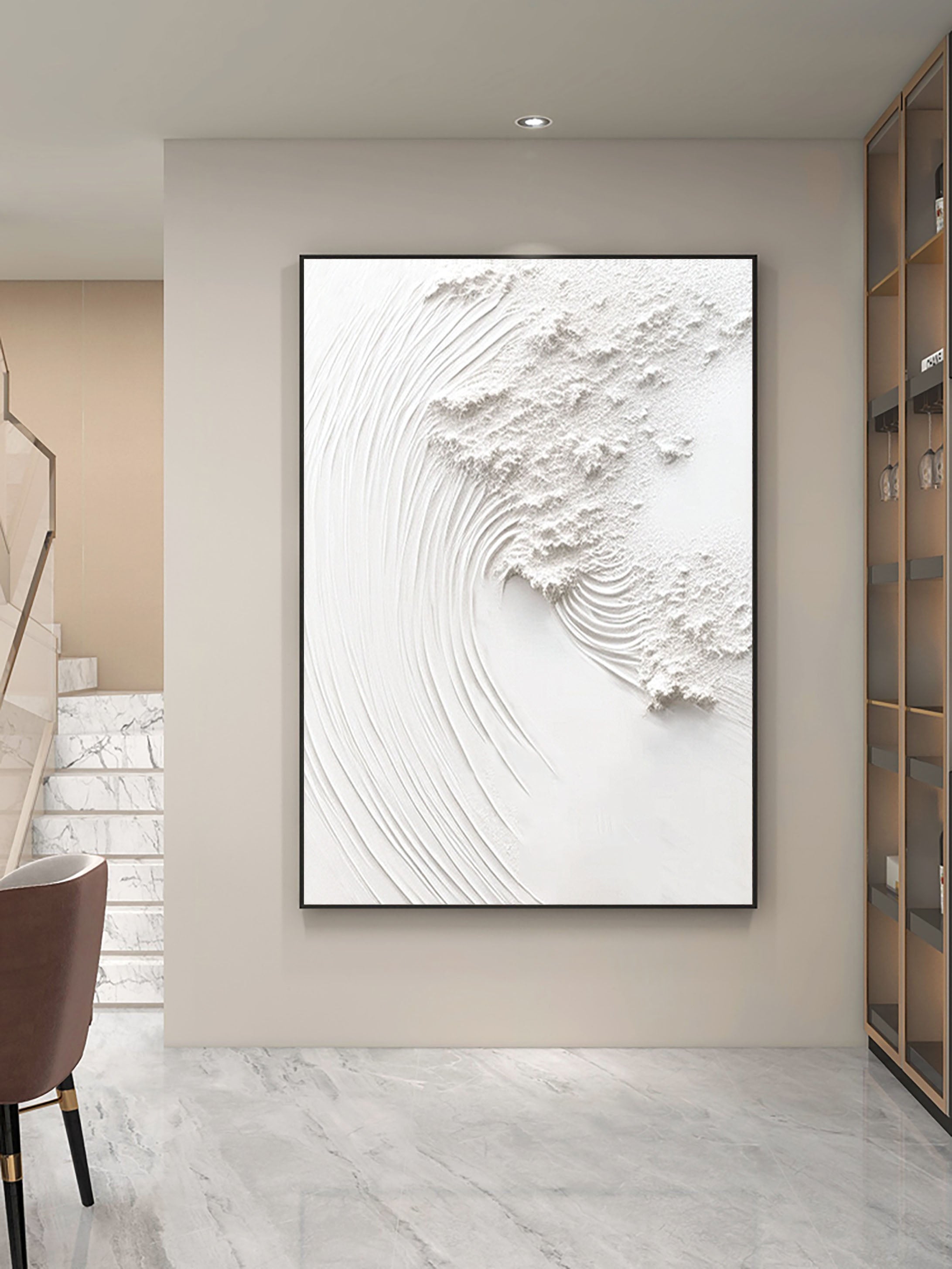 Serene White Textured Canvas Wall Art #WM 040