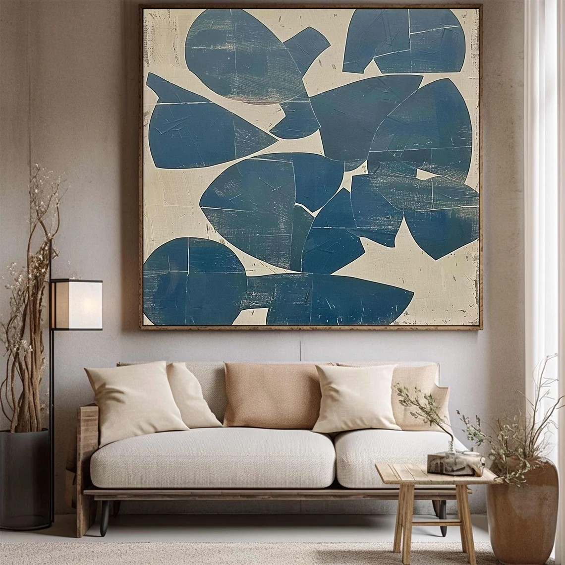Blue Geometric Wall Art - Abstract Canvas Art #BGA 029