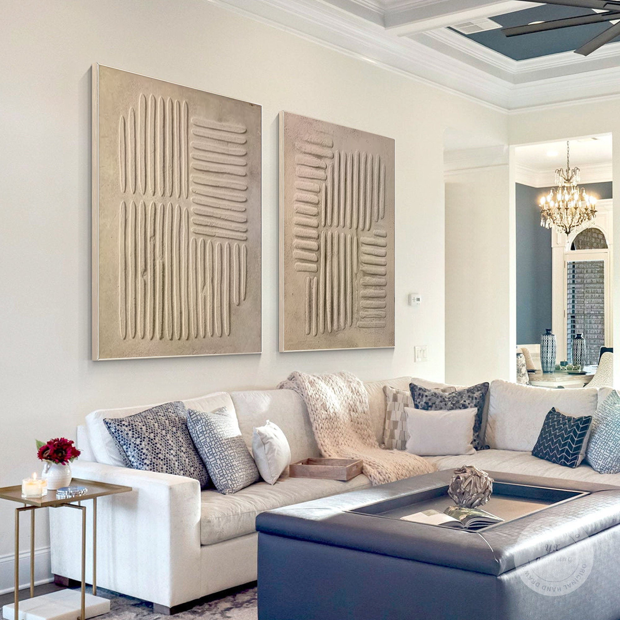 Beige & Brown Minimalist Painting Set Of 2 #BBS 022