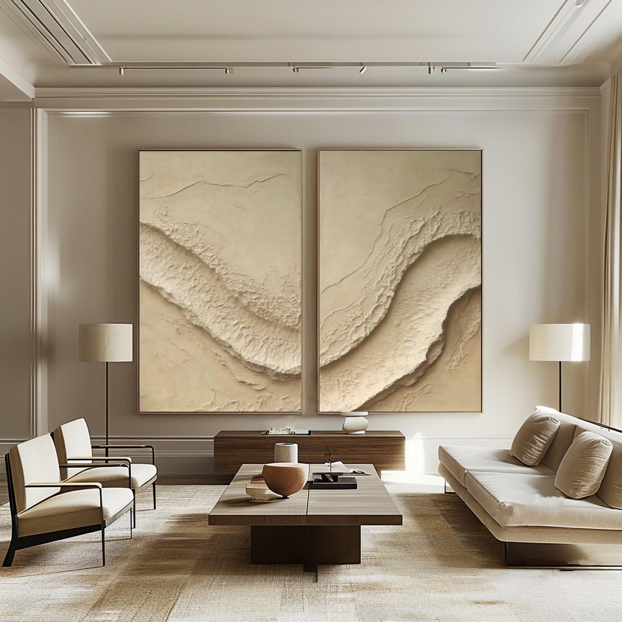 Abstract Beige Texture Wall Art Set #BBS 019