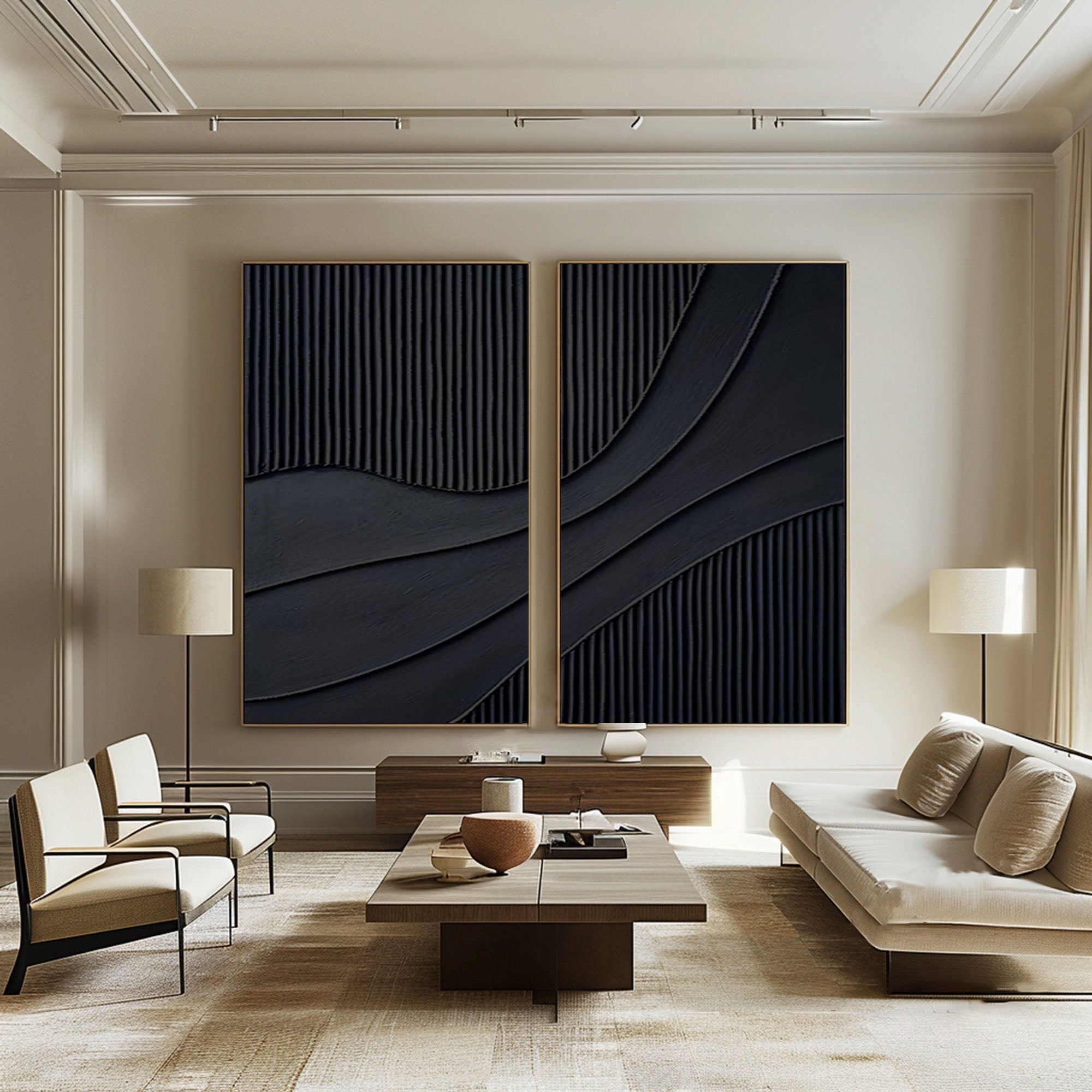 Black Minimalist Painting Set Of 2 #BMS 007