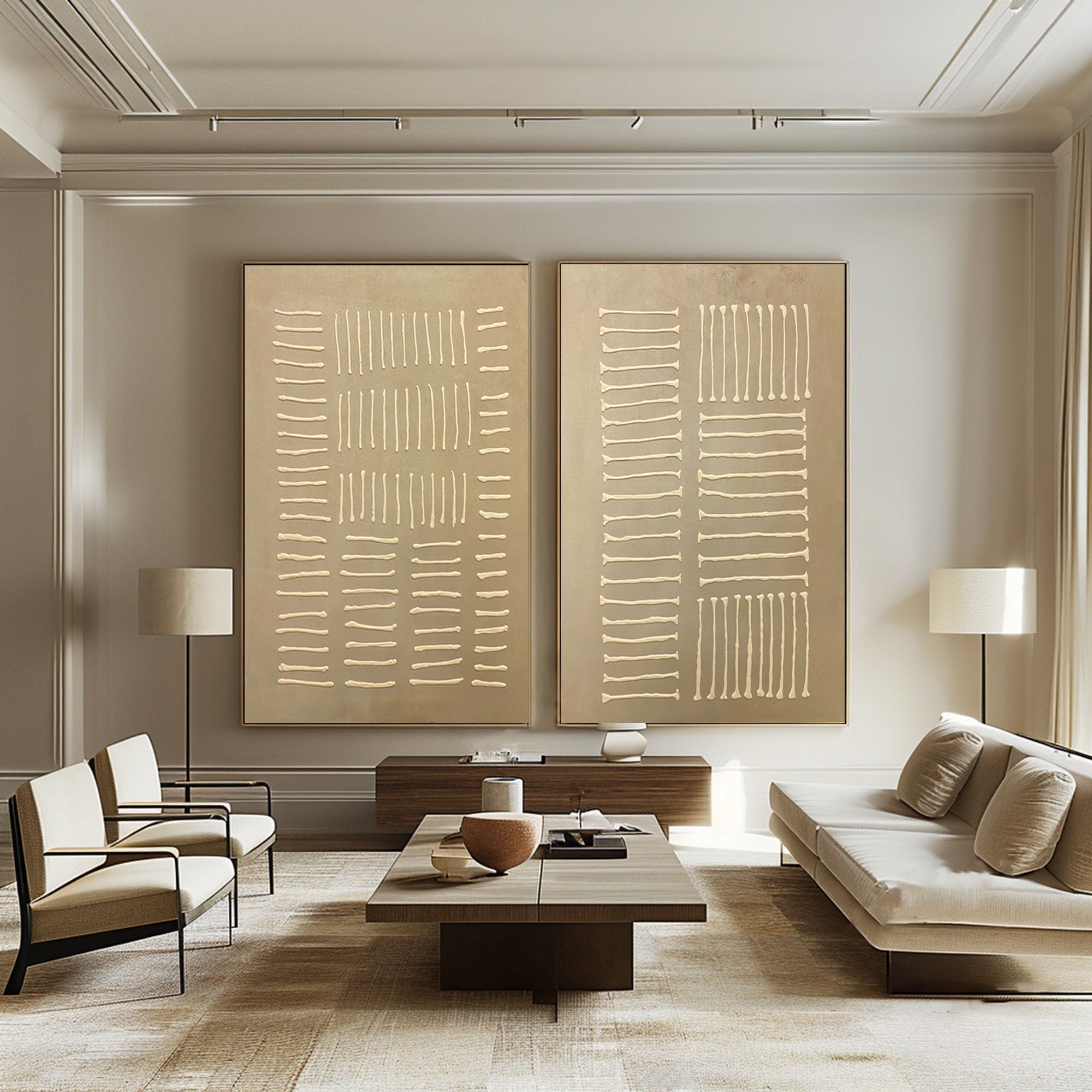 Beige & Brown Minimalist Painting Set Of 2 #BBS 023