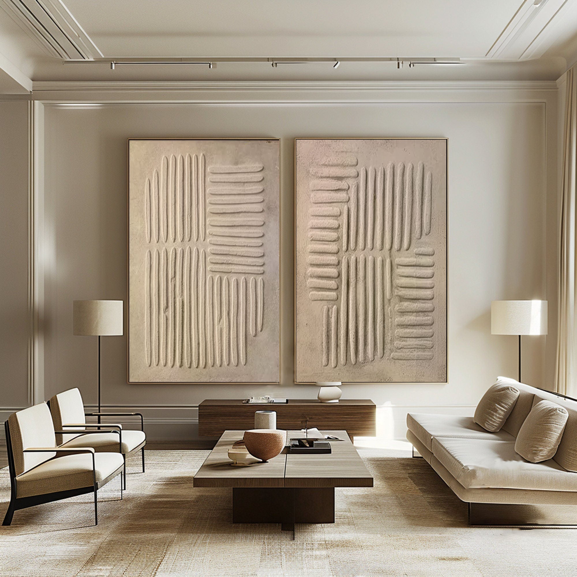 Beige & Brown Minimalist Painting Set Of 2 #BBS 022