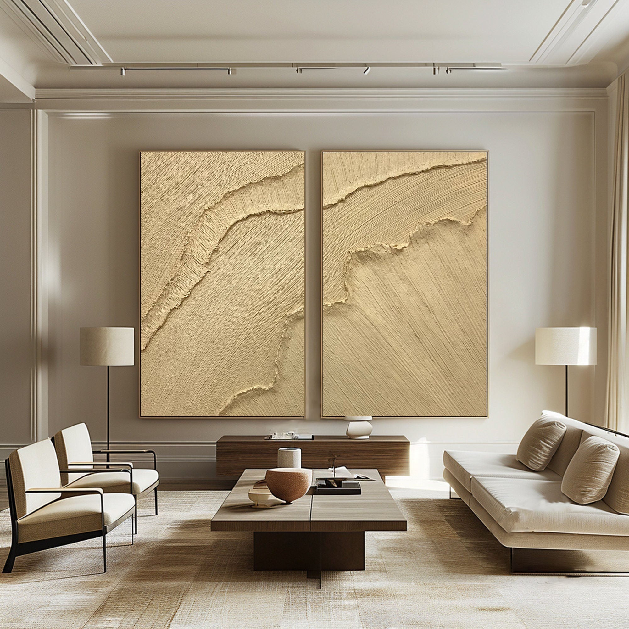 Beige Minimalist Ocean Painting Set Of 2 #BBS 020