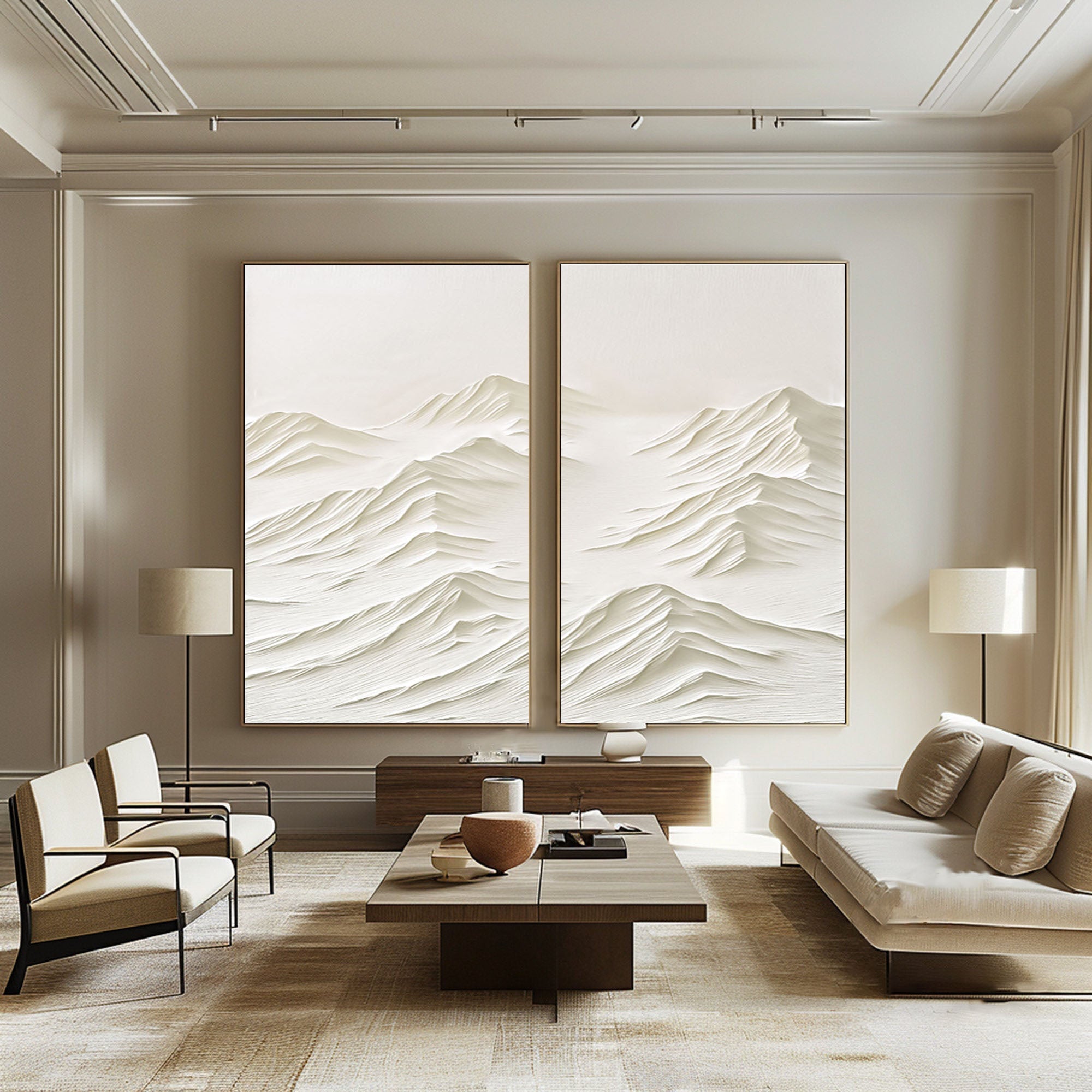 White Minimalist Painting Set Of 2 #WMS 028