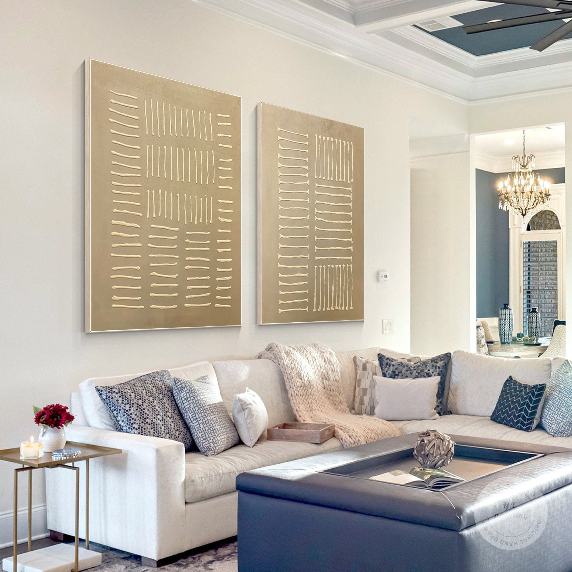 Beige & Brown Minimalist Painting Set Of 2 #BBS 023