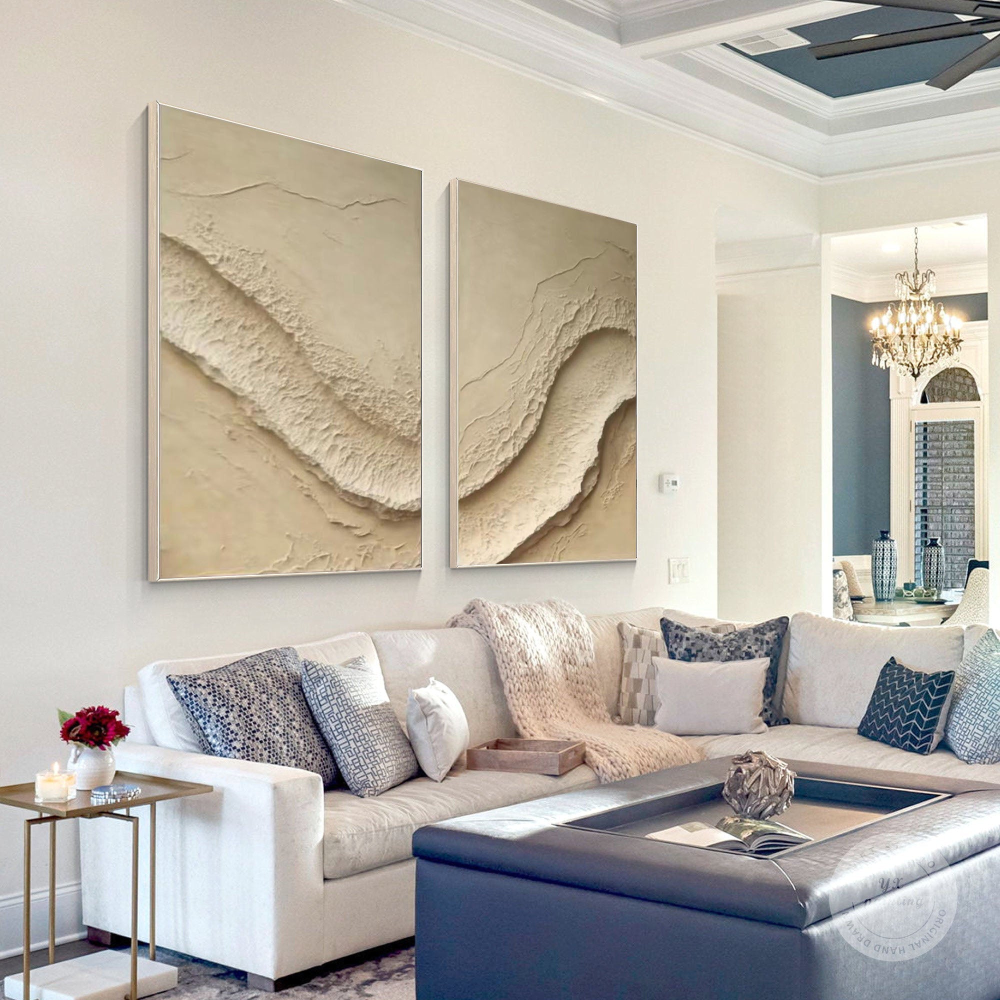 Abstract Beige Texture Wall Art Set #BBS 019