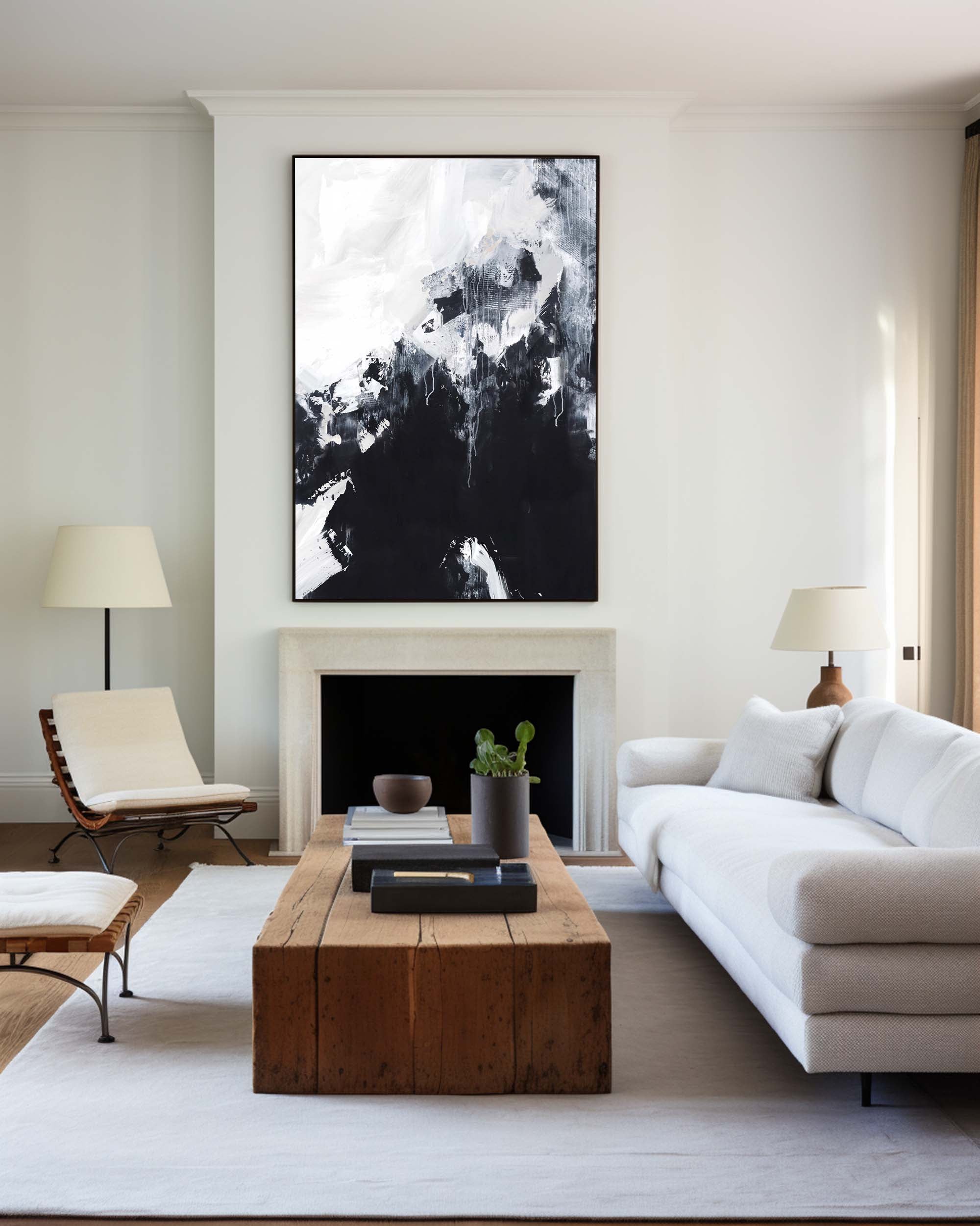 Black And White Abstract Oil Painting #ABAV07