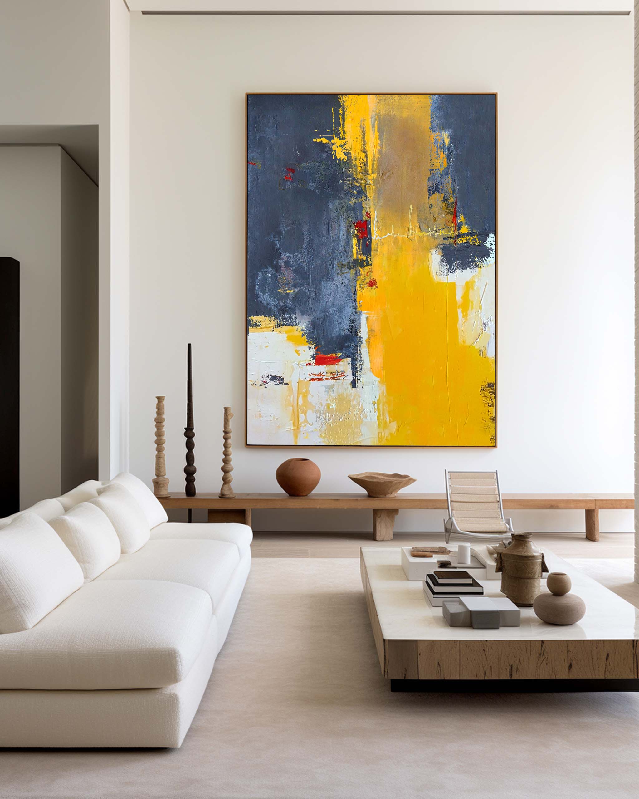 Abstract Orange Gray Painting #ABAV13