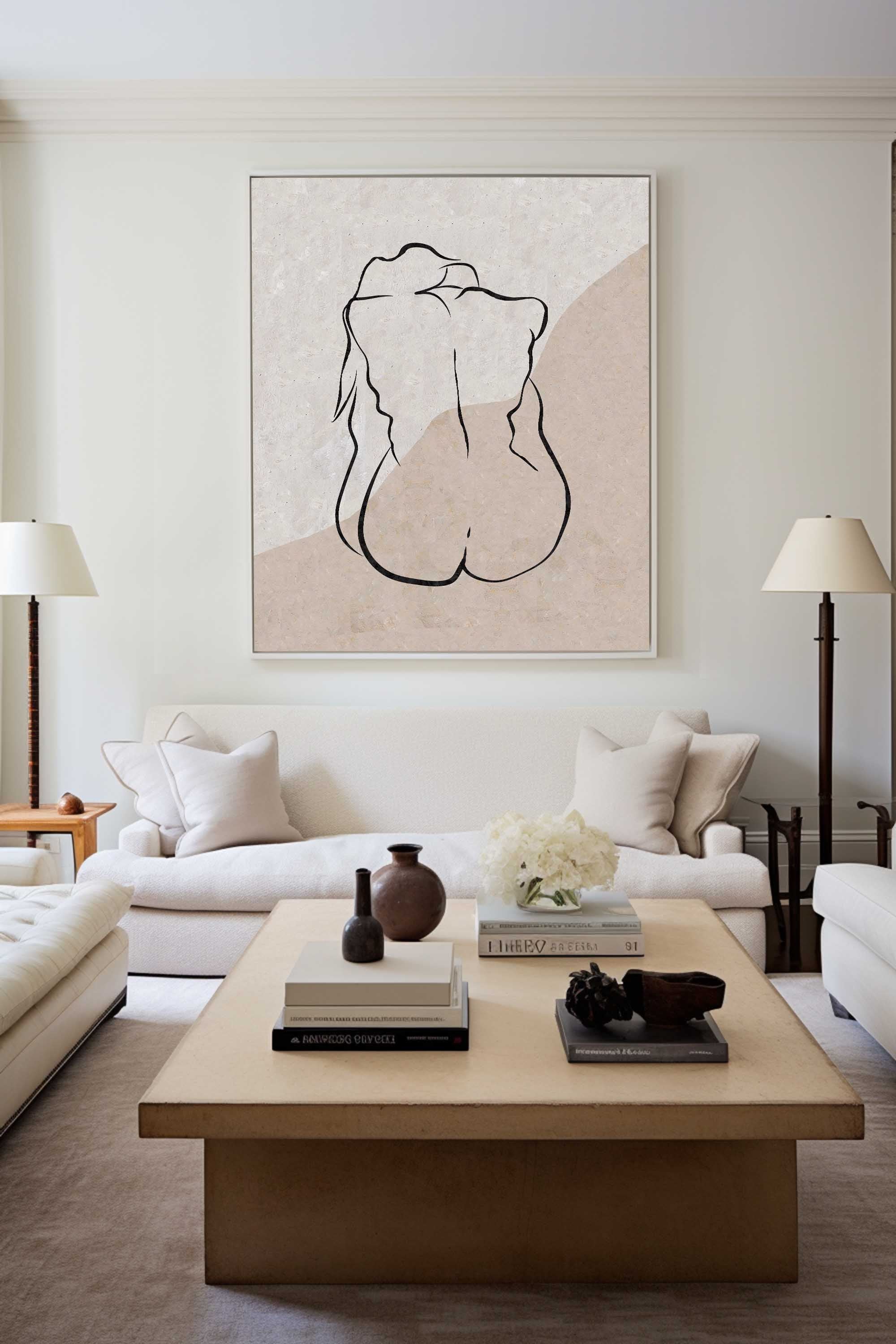 Peinture abstraite minimaliste beige #ABAV202