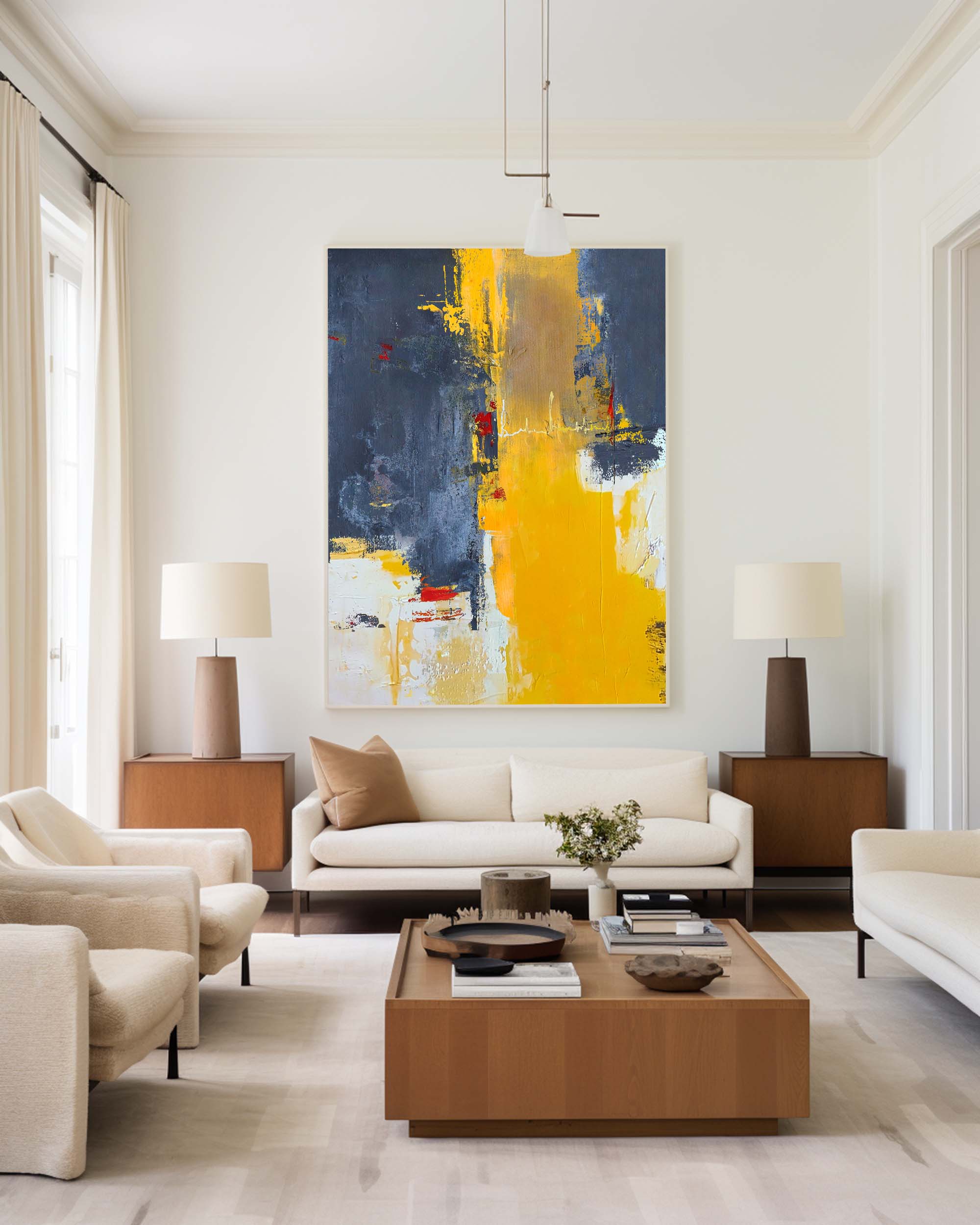 Abstract Orange Gray Painting #ABAV13
