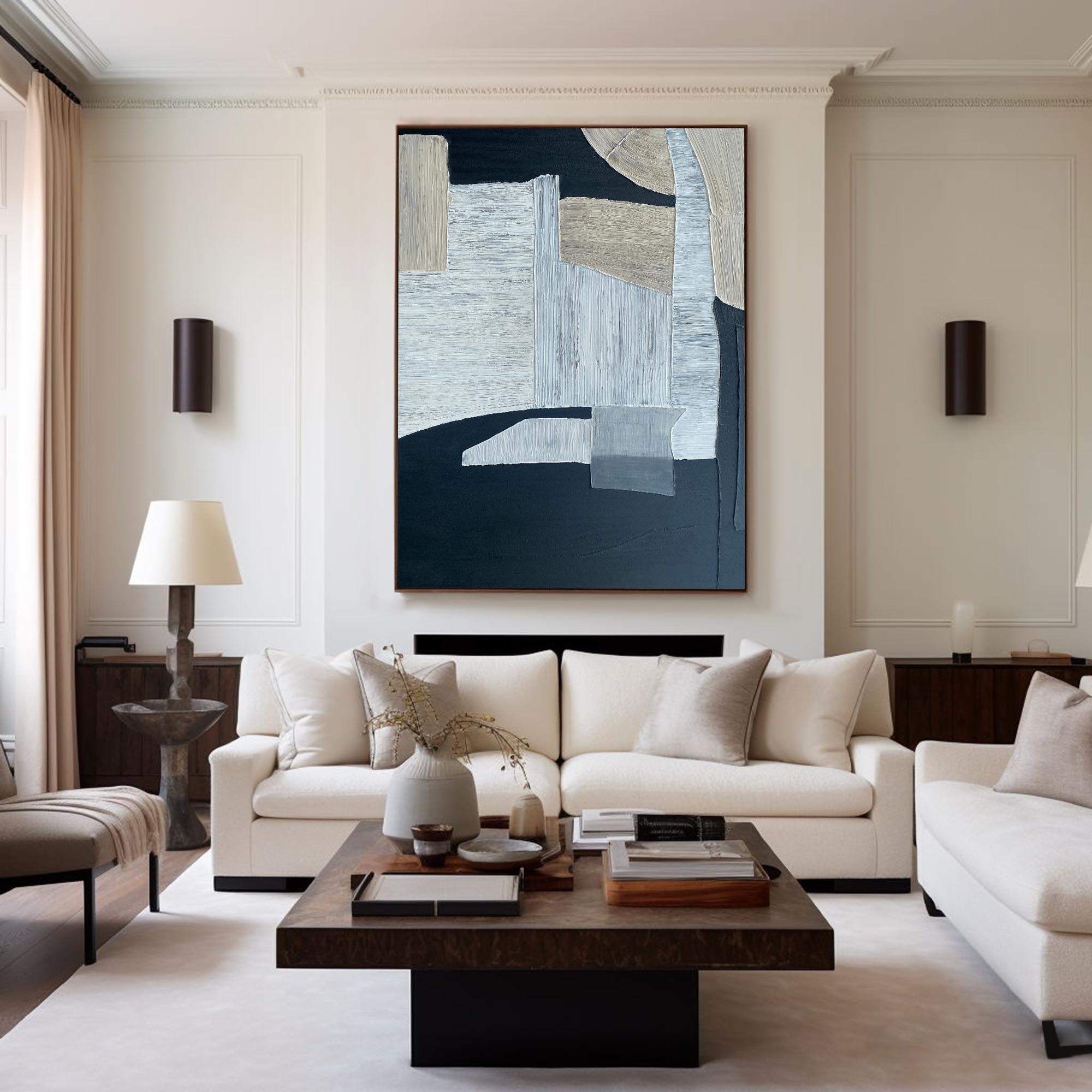 Peinture abstraite noir et gris #ABAV210